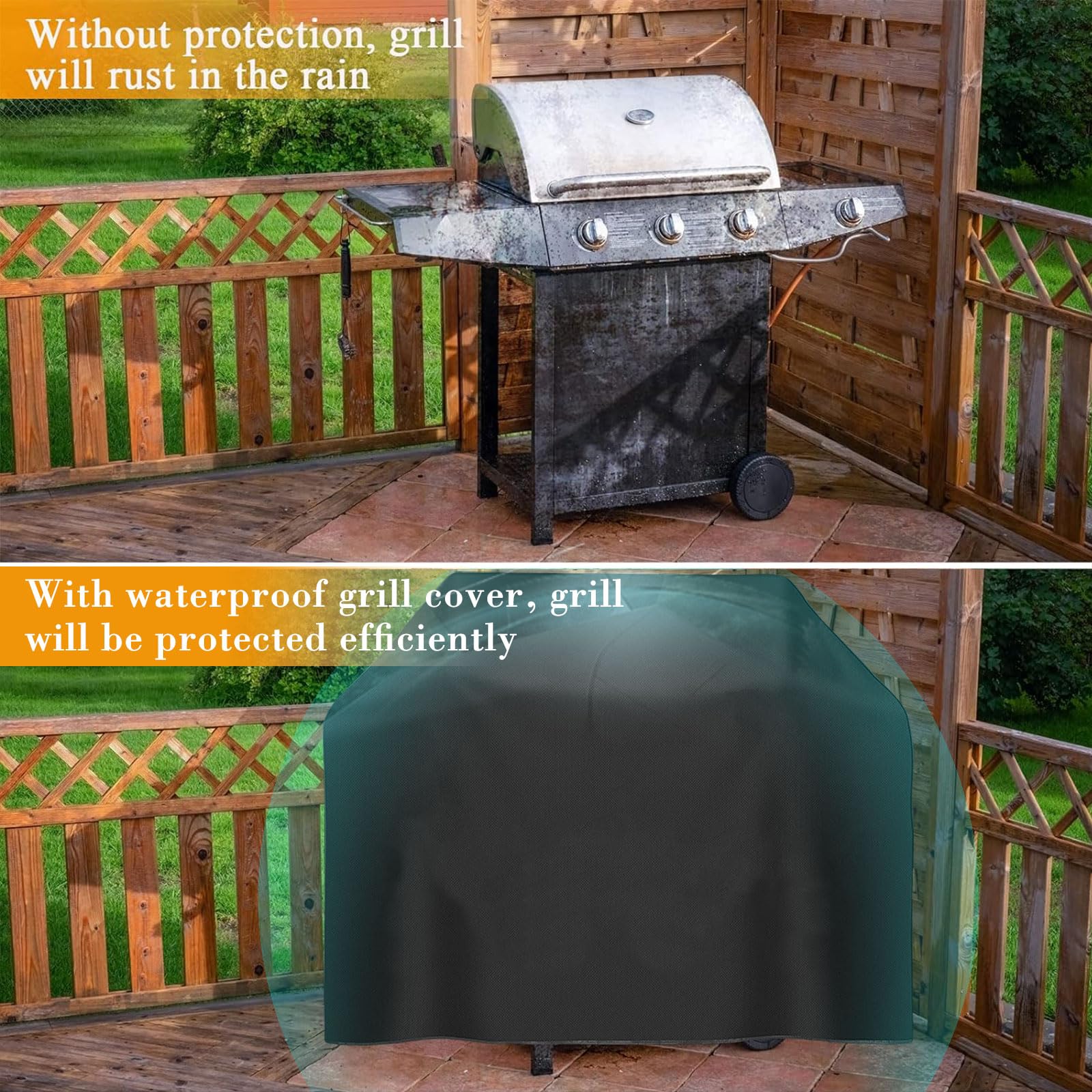 Copertura Barbecue da Esterno, Tessuto Oxford 600D Resistente Telo Impermeabile, Copri Barbecue da Esterno per BBQ Grill, Anti UV Pioggia Polvere Sole (147X61x122cm)