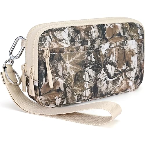 FODOKO Wristlet wallets for women Nylon Quilted Wallet with 4 Zippers,Travel Credit Card,Holder Cell Phone Organizer