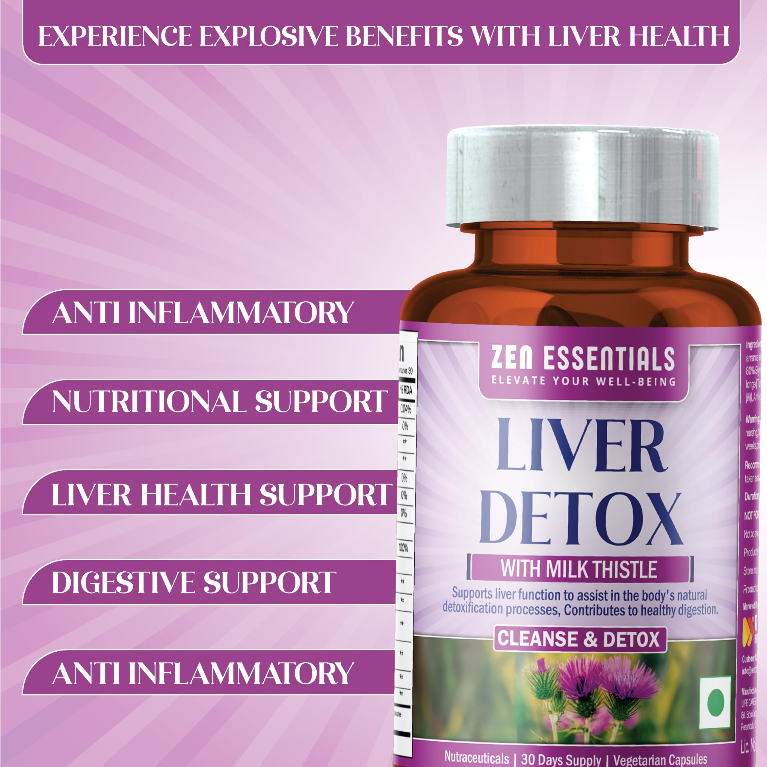 ZEN ESSENTIALS Liver Detox | for Liver Health Support | Digestive