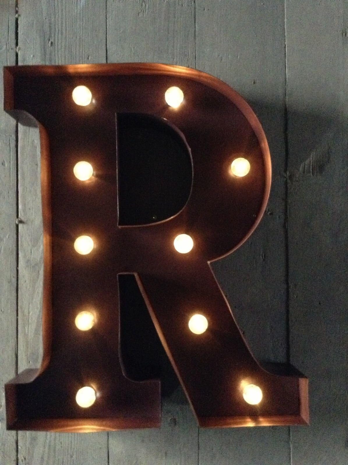 Leading Lights LED Carnival Circus Light Up Metal Letter R Wall Sign - Wall Mounted or Free Standing