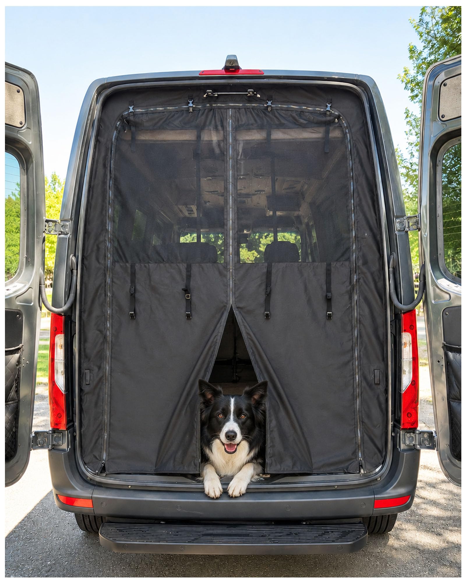 Photo 1 of MELIPRON Van Bug Screen with Privacy Blackout Panel Fit for Mercedes Sprinter 2007-2026 High Roof Rear Door, Magnetic Self-Closing Mosquito Net Fly Screen for Van Life Camping