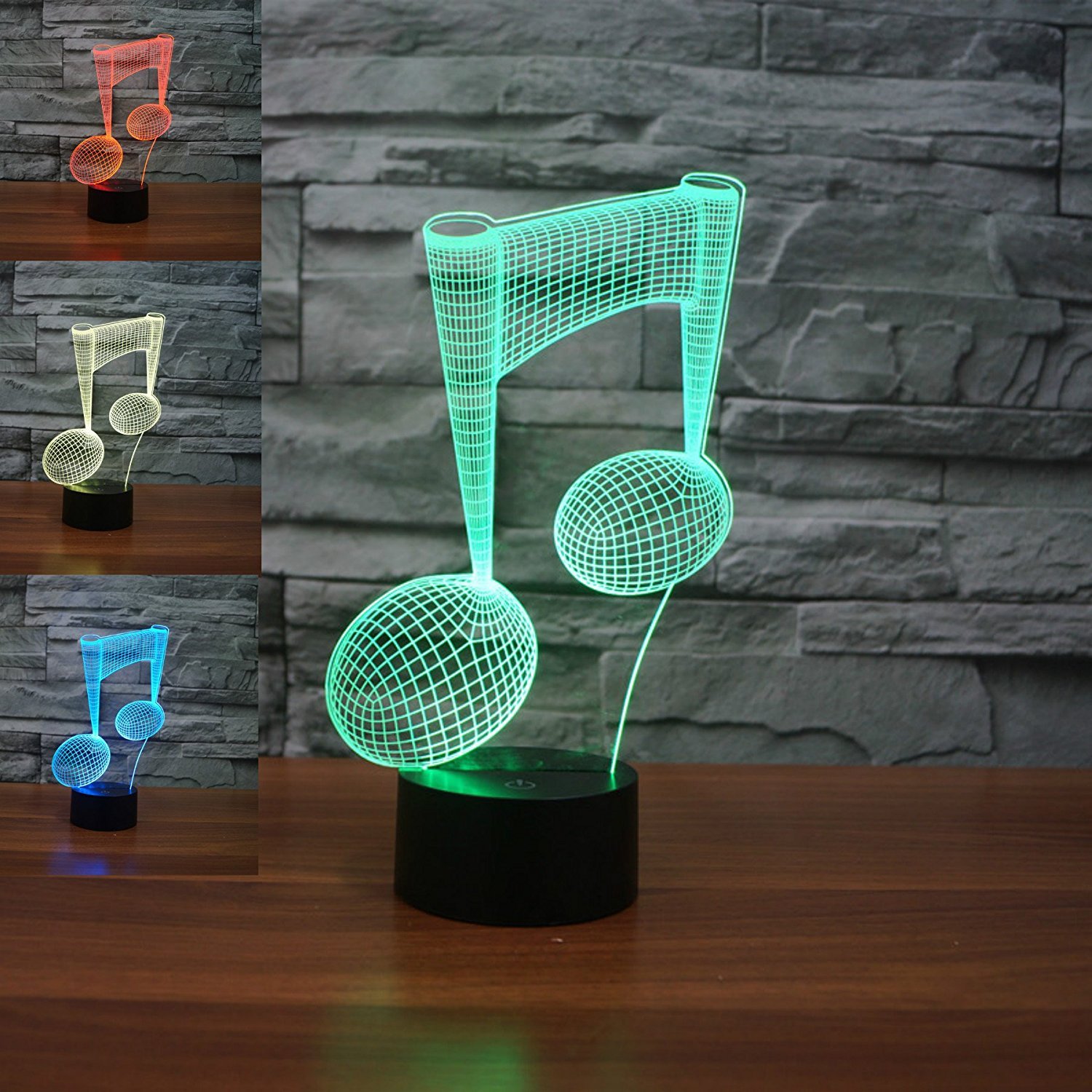 SUPERNIUDB 3D LED Modern Musical Note Night Light 3D LED USB 7 Color Change LED Table Lamp Xmas Toy Gift