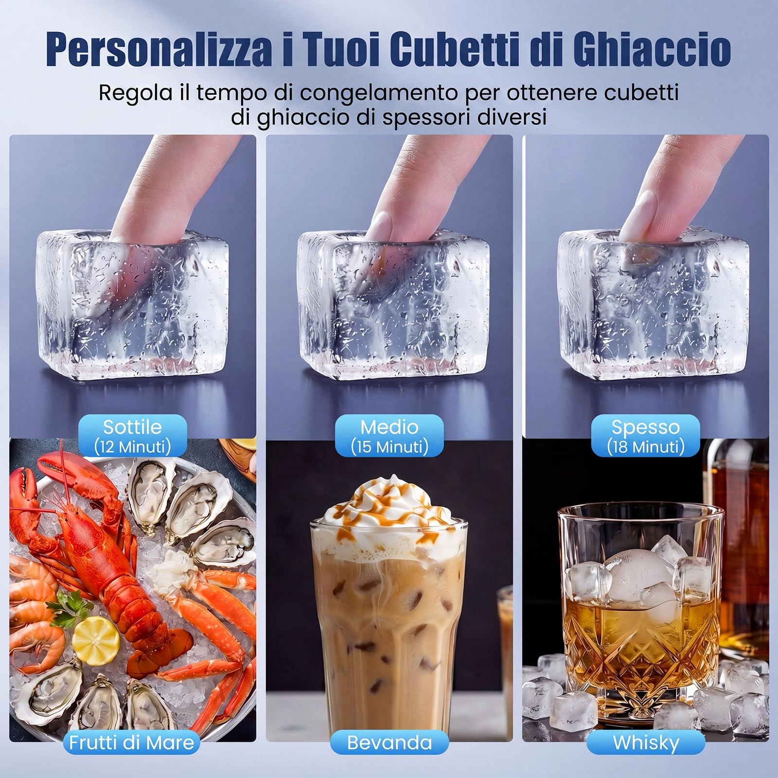 COSTWAY Macchina per Ghiaccio Commerciale 50kg/24h | Fabbricatore Ghiaccio con Autopulizia, Timer, 36 Cubetti in 13 Minuti, Ice Maker con Paletta per Bar Ristorante e Caffetteria