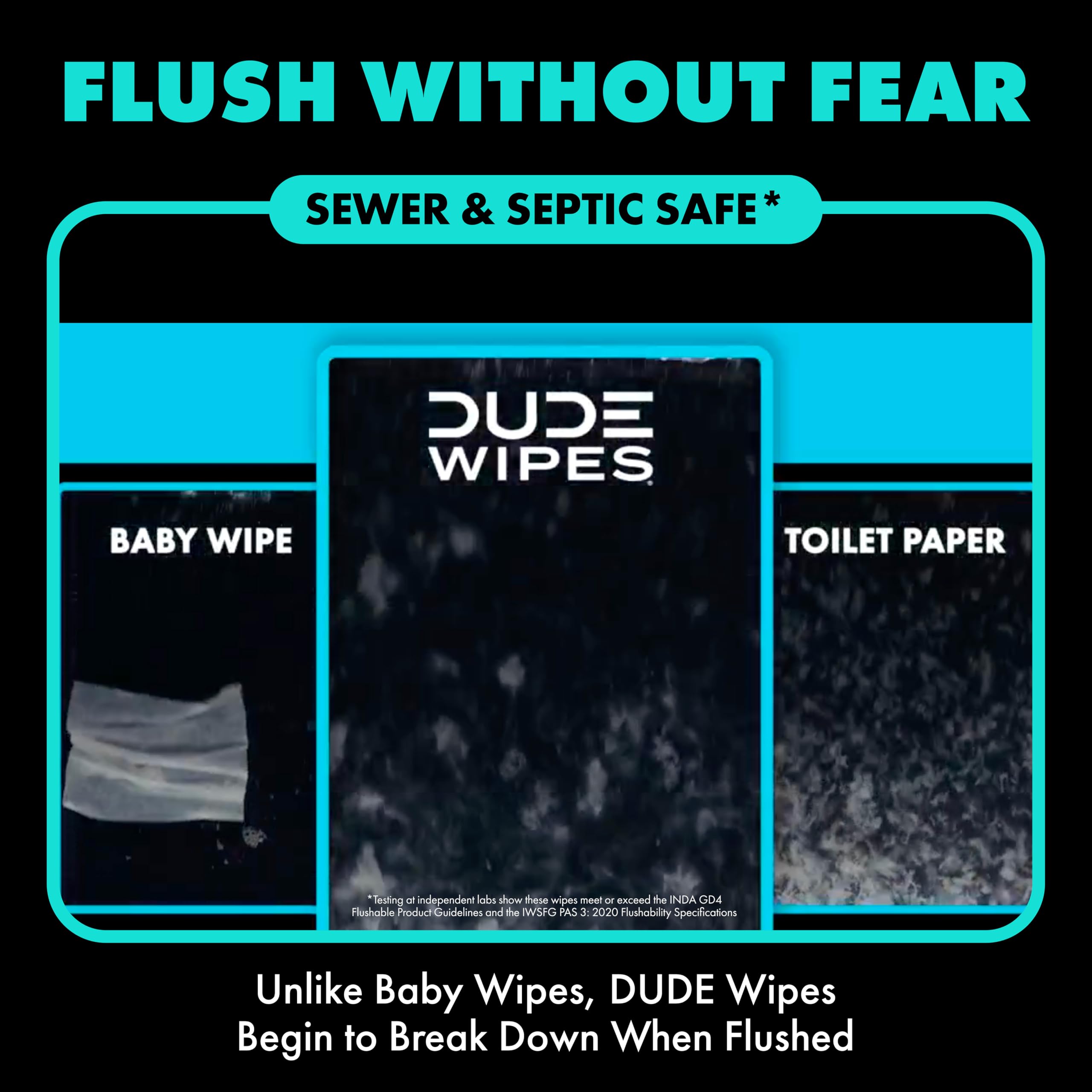DUDE Wipes Mint Chill Flushable Wipes - Extra-Large Adult Wet Wipes - 6 Pack (288 Count) - Infused with Tea Tree Oil, Vitamin E, and Aloe - Septic and Sewer Safe
