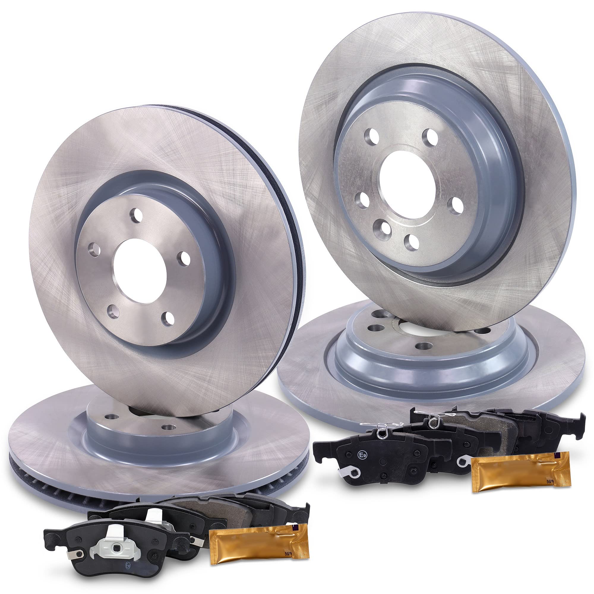 BESTPRICE BESTPRICE Bremsenset inkl. Bremsscheiben vorne Ø 308 mm + hinten Ø 302 mm + Bremsbeläge vorne und hinten, Kompatibel mit FORD FOCUS MK4 (HN), FOCUS MK4 Turnier (HP)
