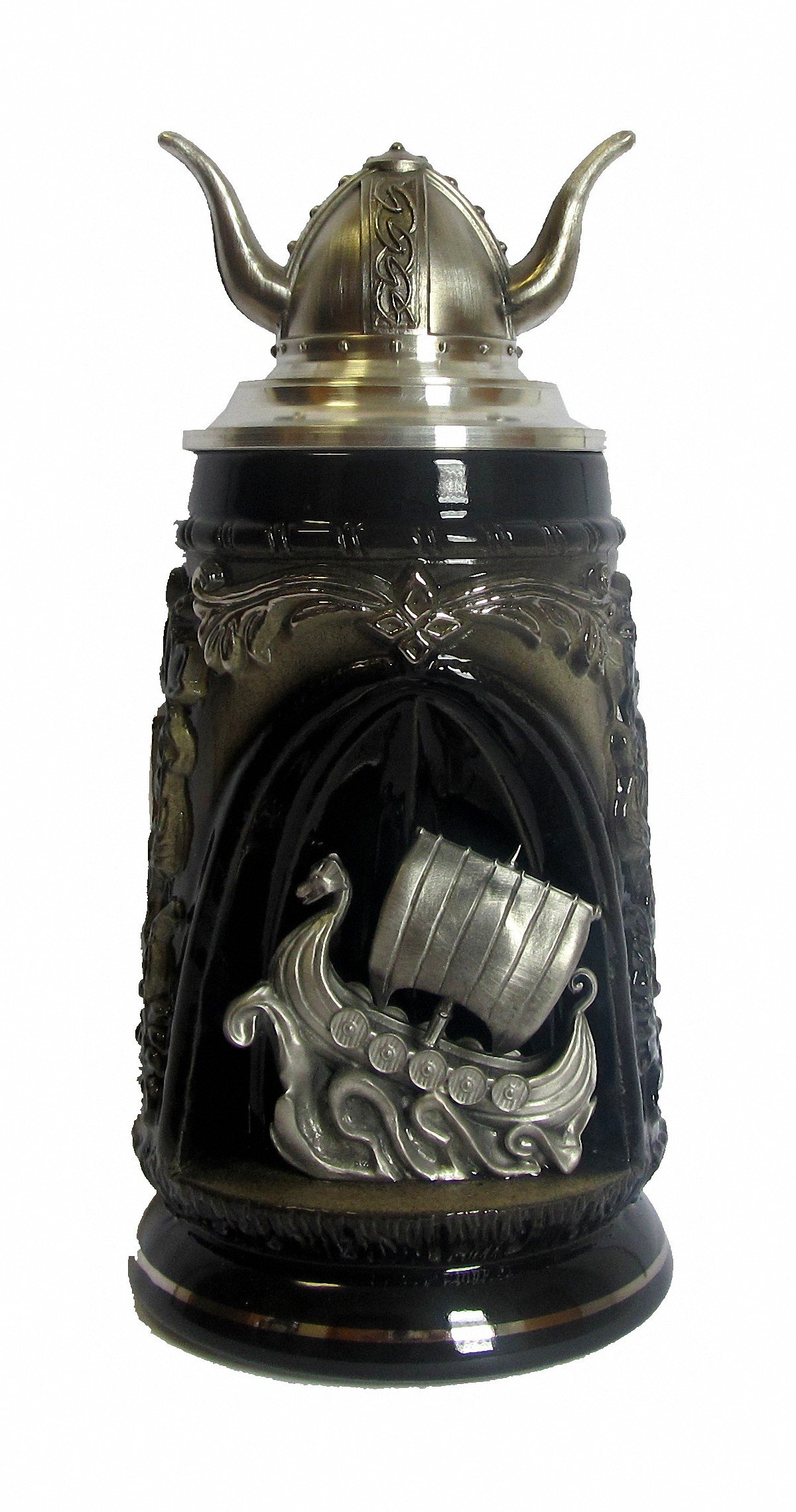 Chope de bière allemande KING noire 0,5 litre, idée cadeau avec couvercle