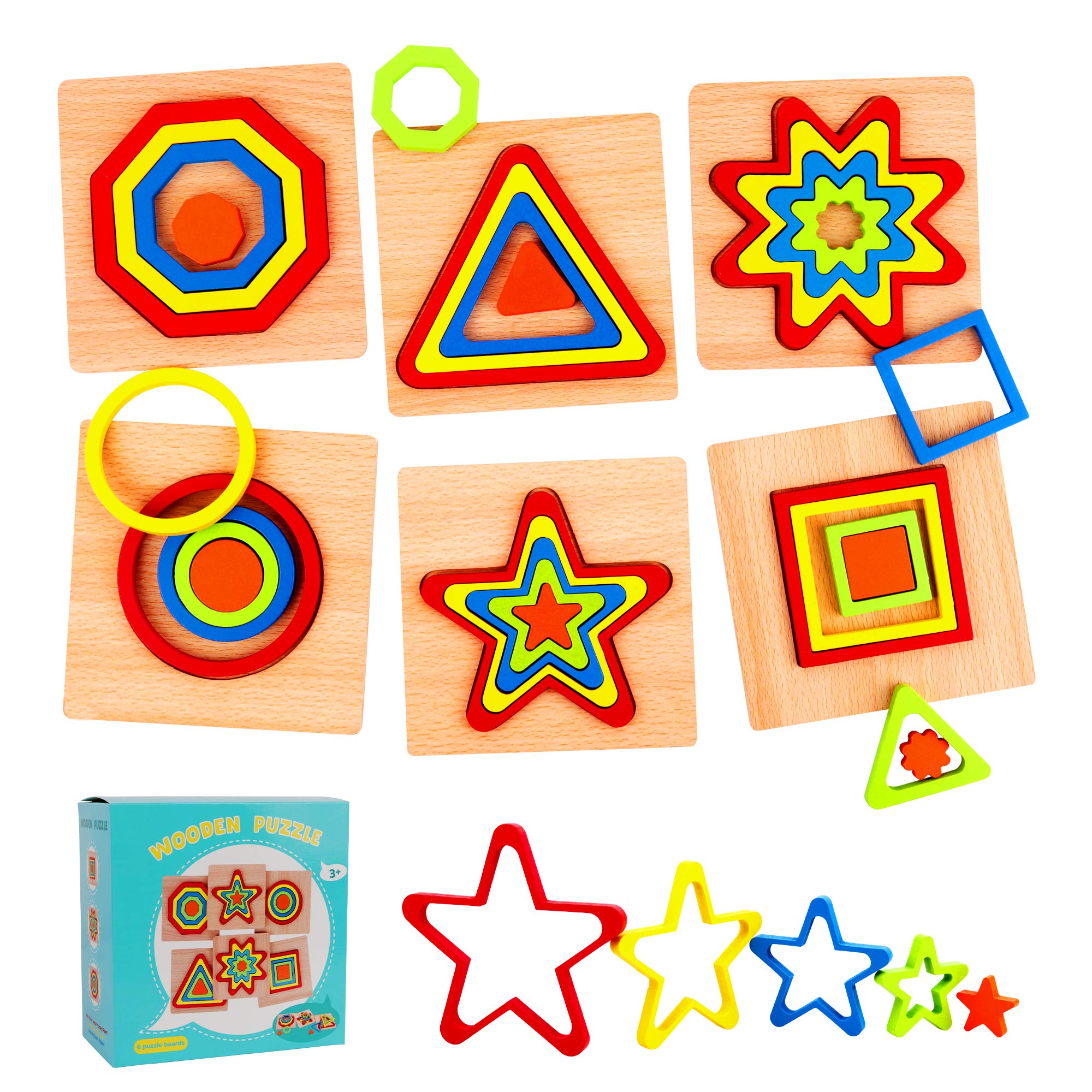 Buy Vanmor Wooden Shape Sorting Puzzle Montessori Toddler Shape