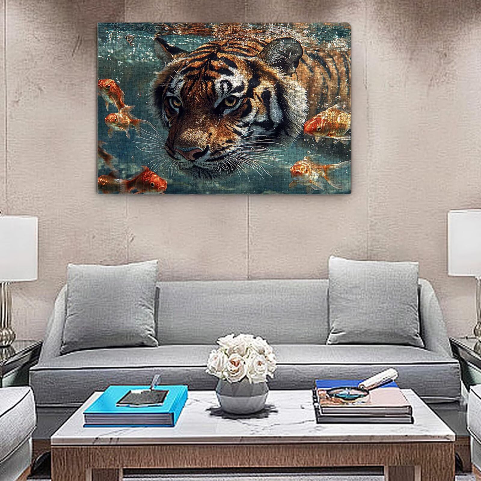 Jigsaw Puzzle, 4000 Pezzi Puzzle Classici, Tigre Puzzle Rilassamento Intelligence, Mpossibile Difficile Puzzles impegnativo per adulti Puzzles per Gioco Familiare, Regalo per Amore Amico Pesce K0F-182