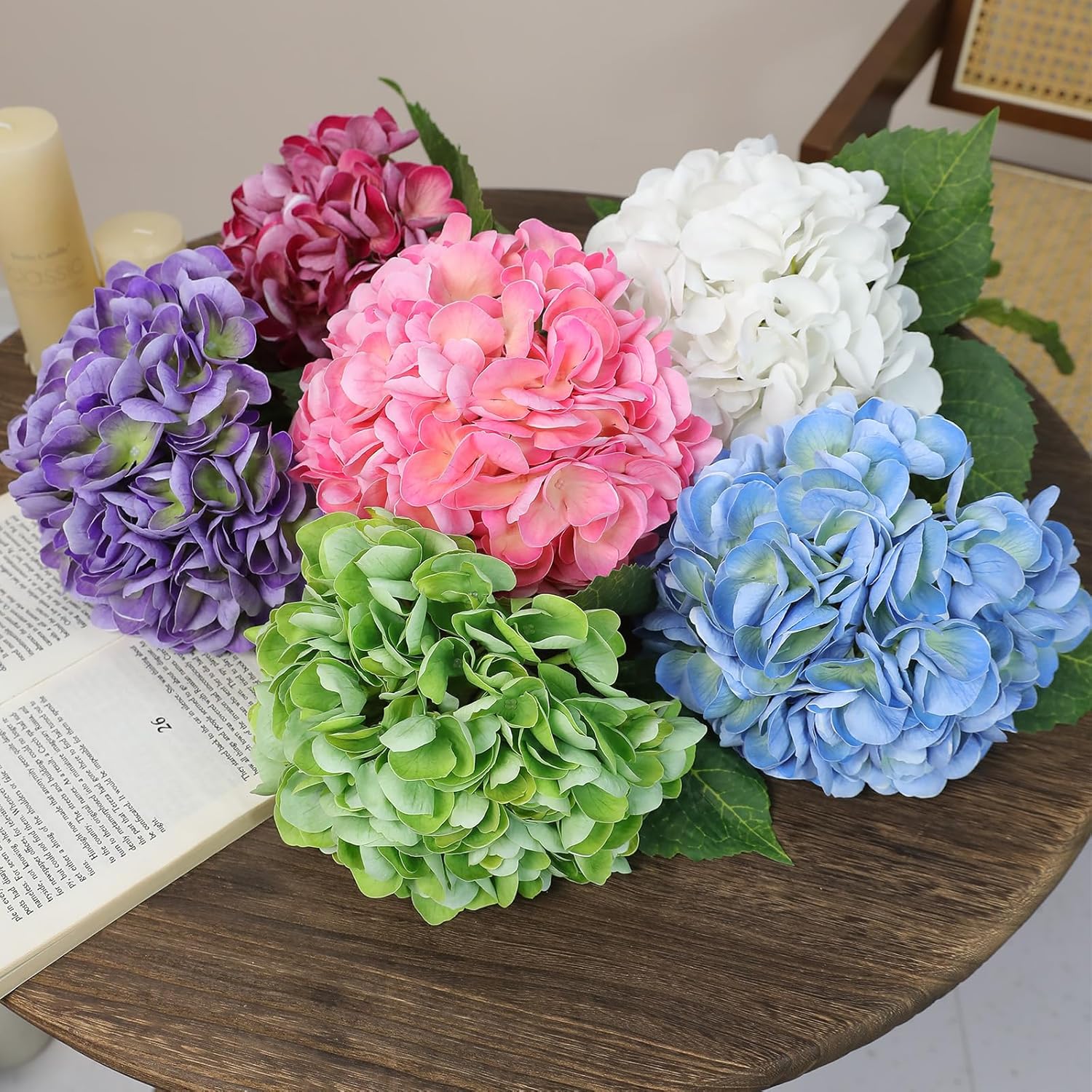 5pcs White Hydrangea Artificial Flowers Real Touch Latex Large Fake Hydrangeas 21in Lifelike Full Dried Faux Hydrangea Flowers for Home Decor Wedding Party Arrangements - Image 9