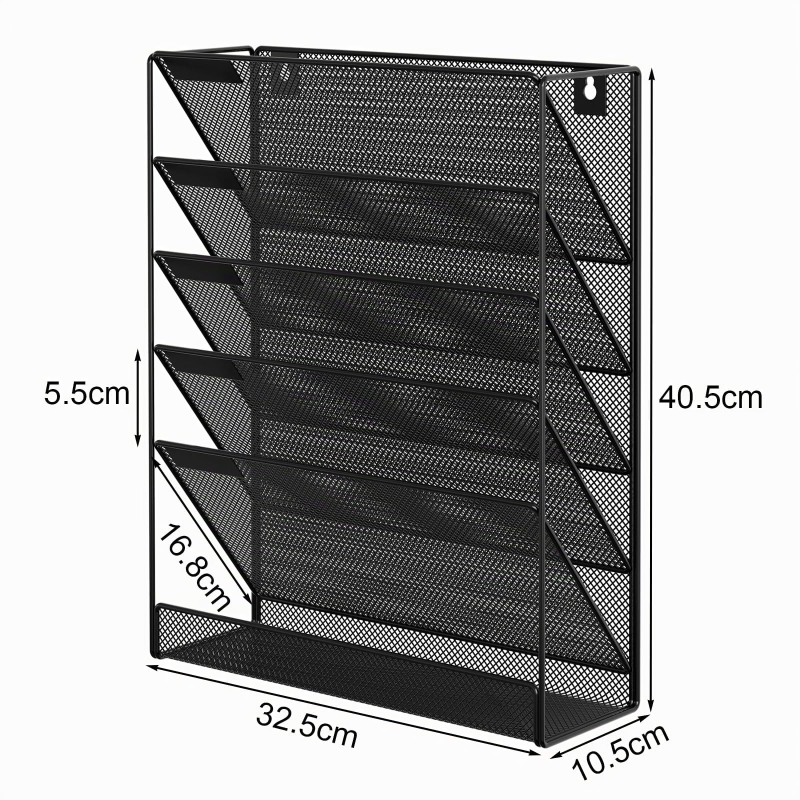 EasyPAG Métal Porte Document Mural A4 Organisateur de Bureau Range Papier Noir