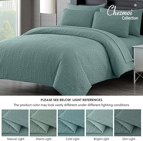 Miniatura 5 de Chezmoi Collection Liam Spa - Juego de edredón tamaño Queen en una bolsa, edredón ligero con patrón de moneda de 7 piezas con sábanas, fundas de