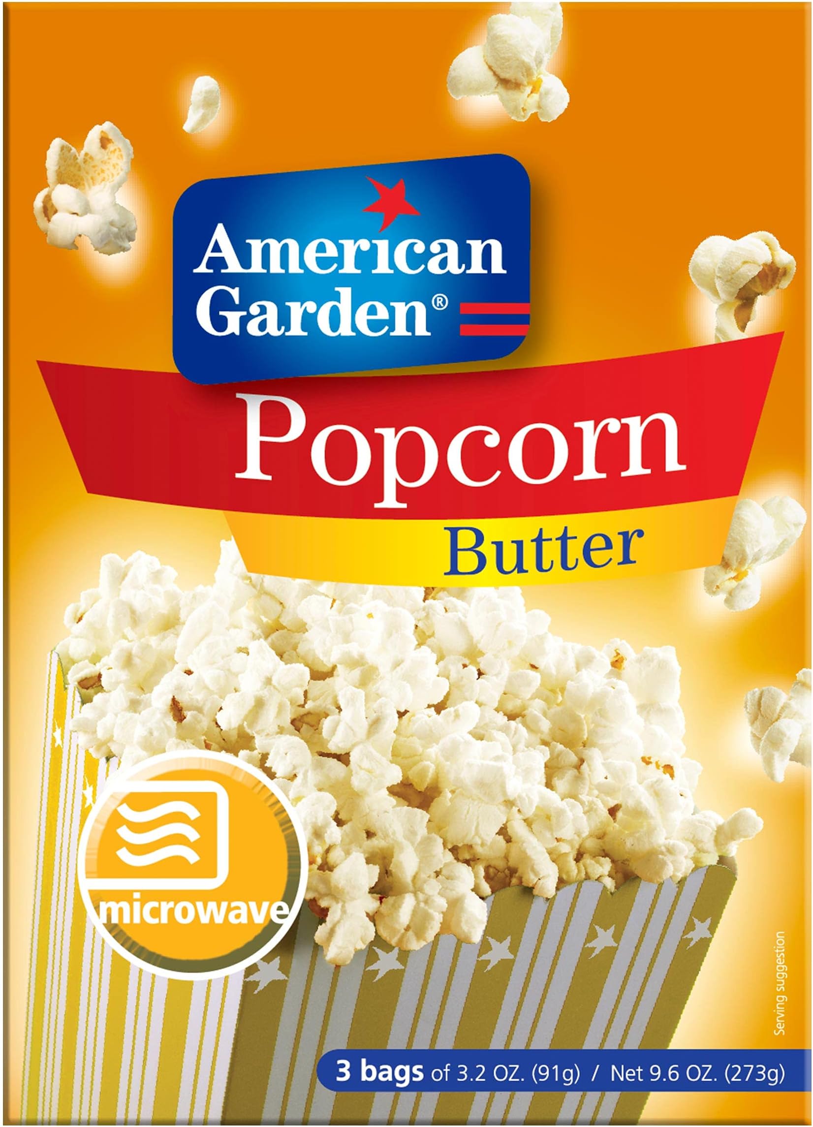 American Garden Microwave Butter Popcorn, Gluten-Free, 273G (3 Bags Of 91g)