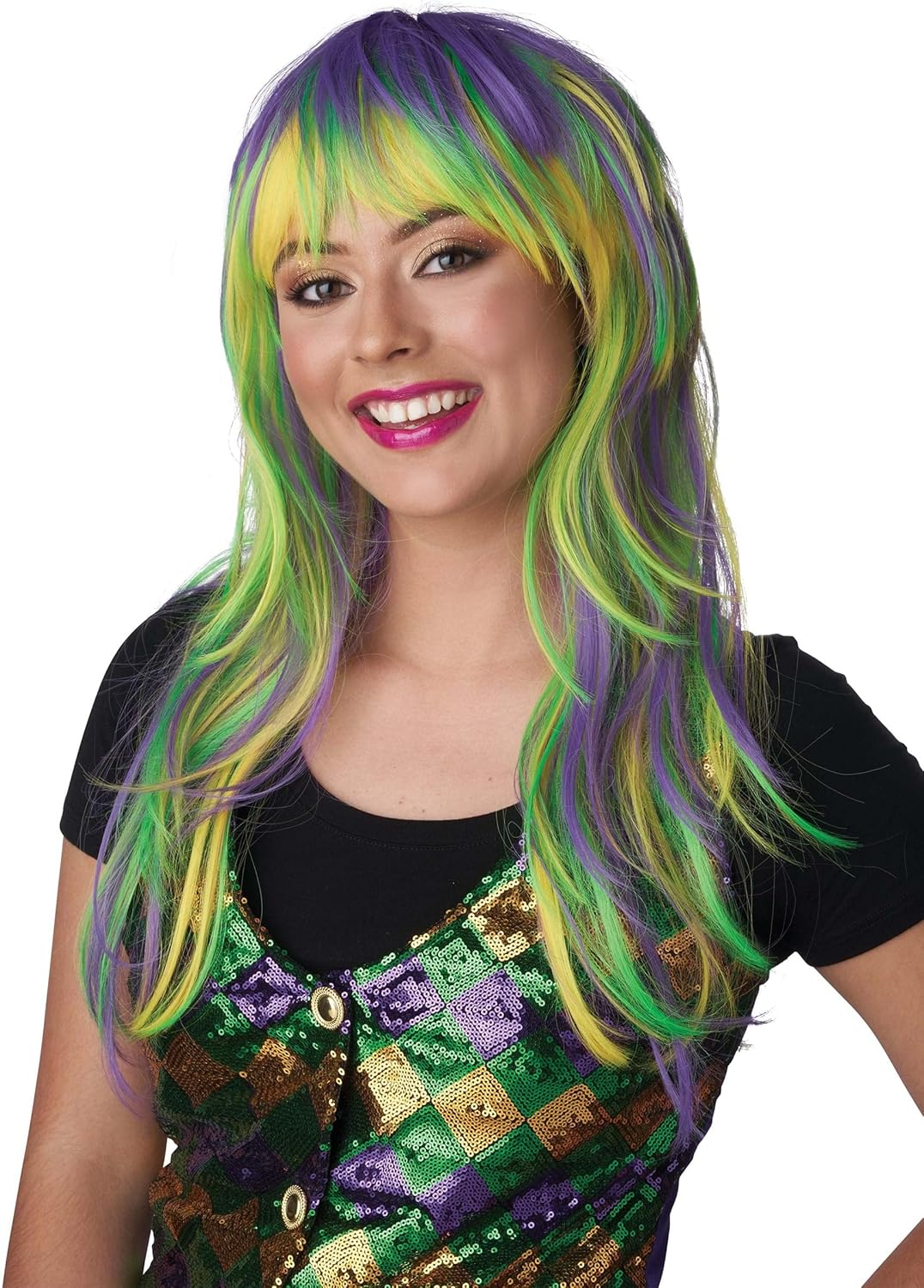 California Costumes CaliCo, Mardi Gras Party Girl Wig, Women's Wig, Multi, Standard
