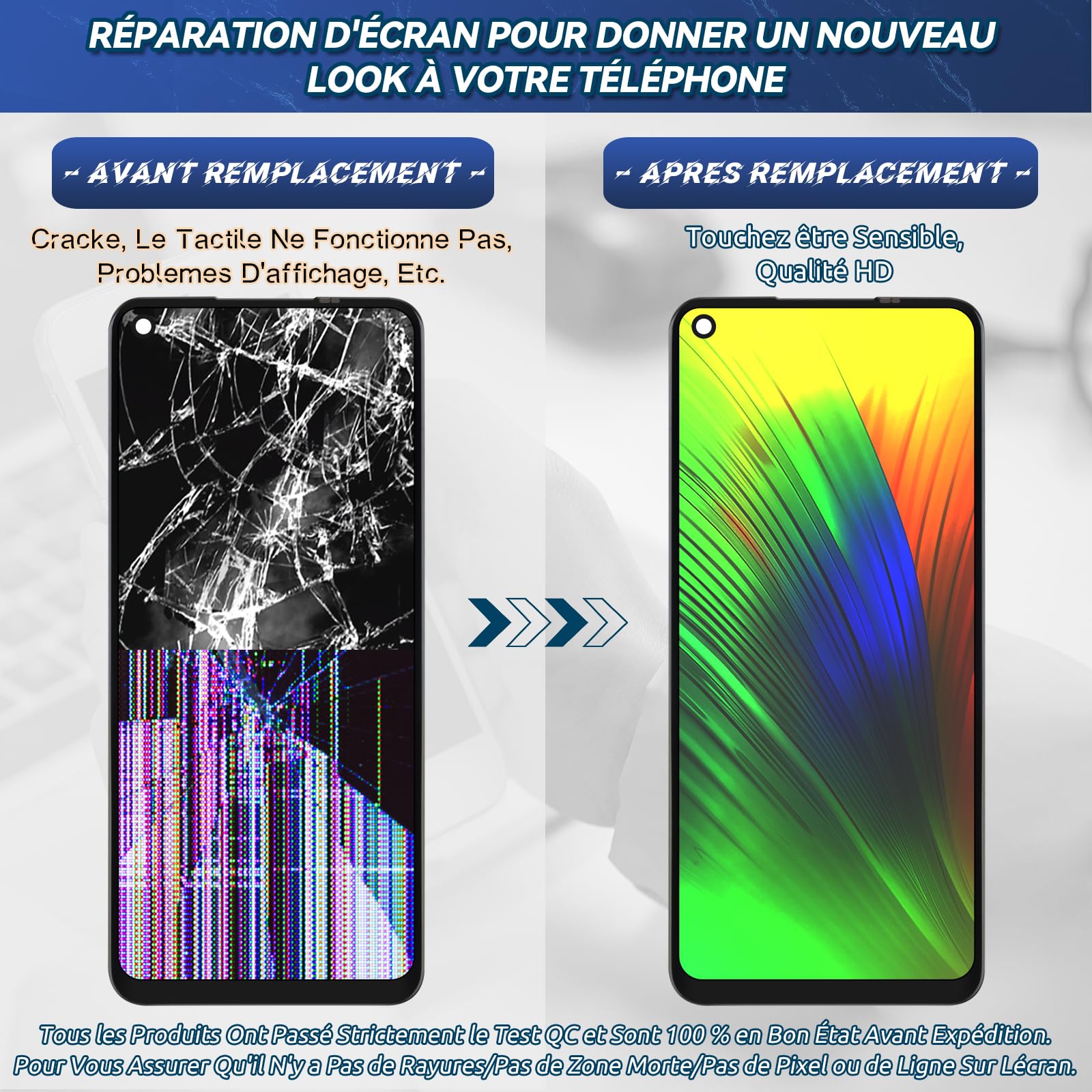 RongZy Écran de Rechange pour 6.5" Oppo A74 5G / A54 5G / A93 5G Écran LCD + Vitre Numériseur Tactile Capteur Assemblé Remplacement pour CPH2197 CPH2263 CPH2195(Noir)