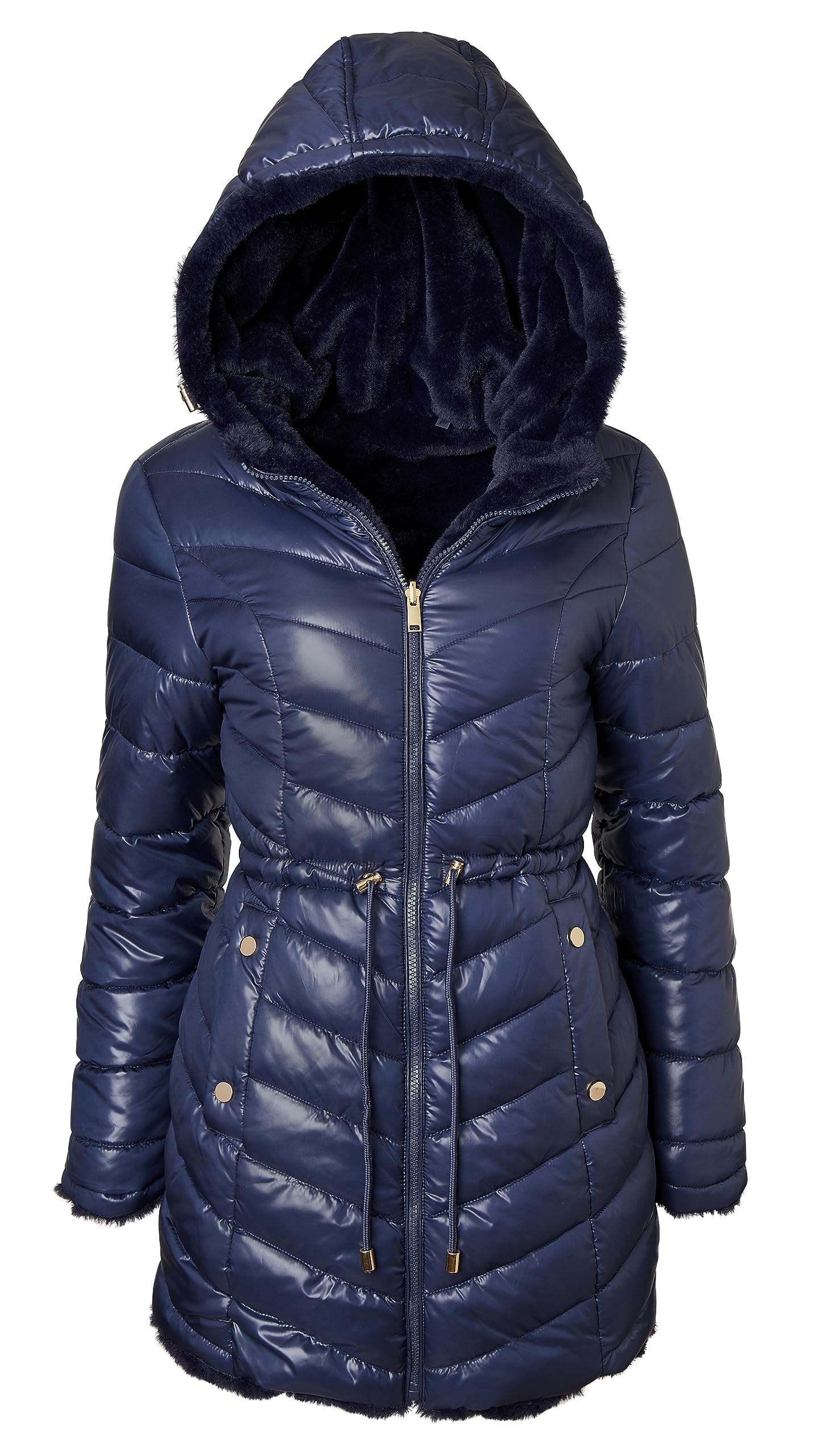 SportoliWomens Winter Coat Reversible Faux Fur Lined Quilted Puffer Jacket