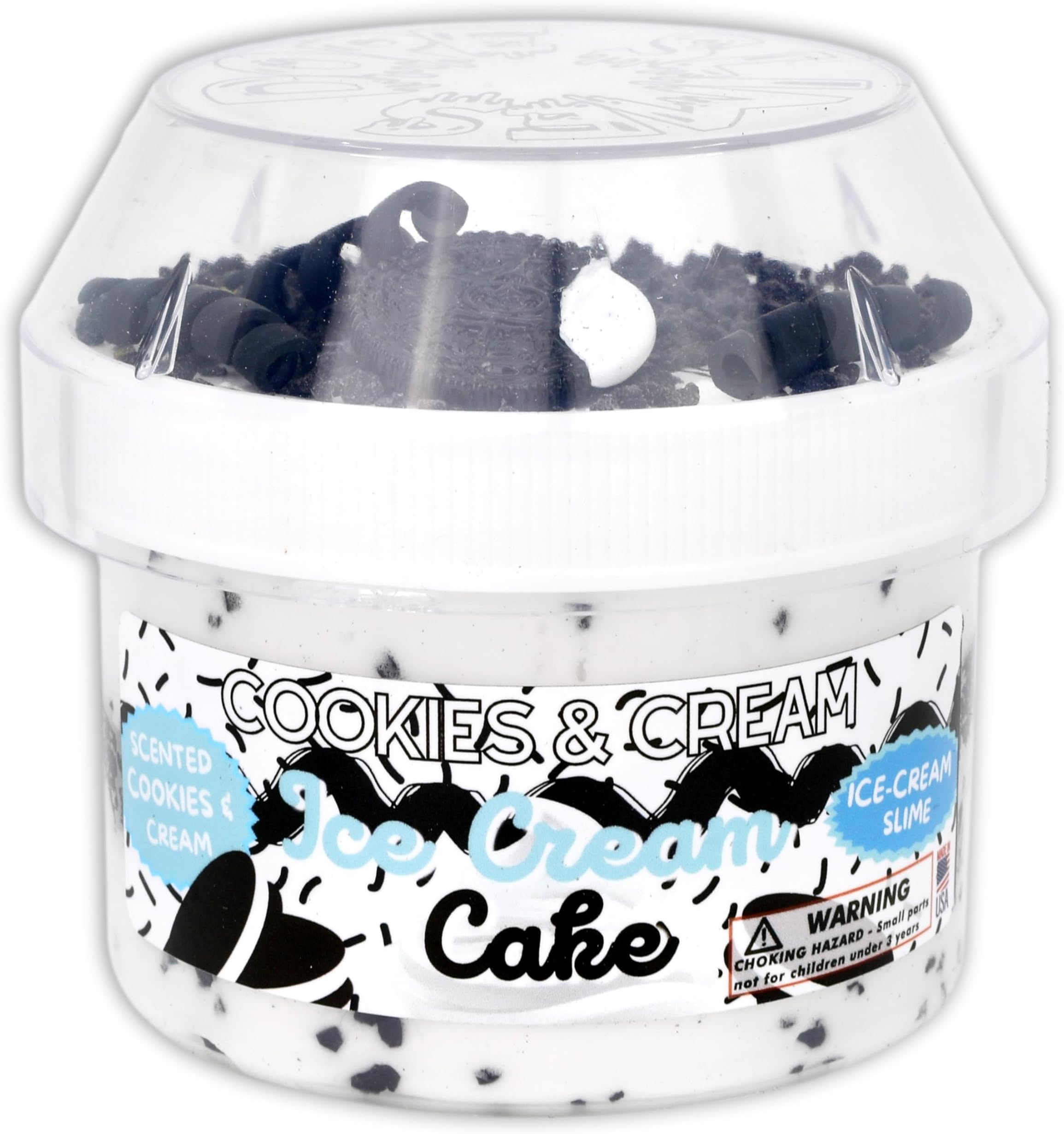 Cookies & Cream Ice-Cream Cake - Ice-Cream Textured Slime - Handmade in USA - Dope Slimes - White/Black