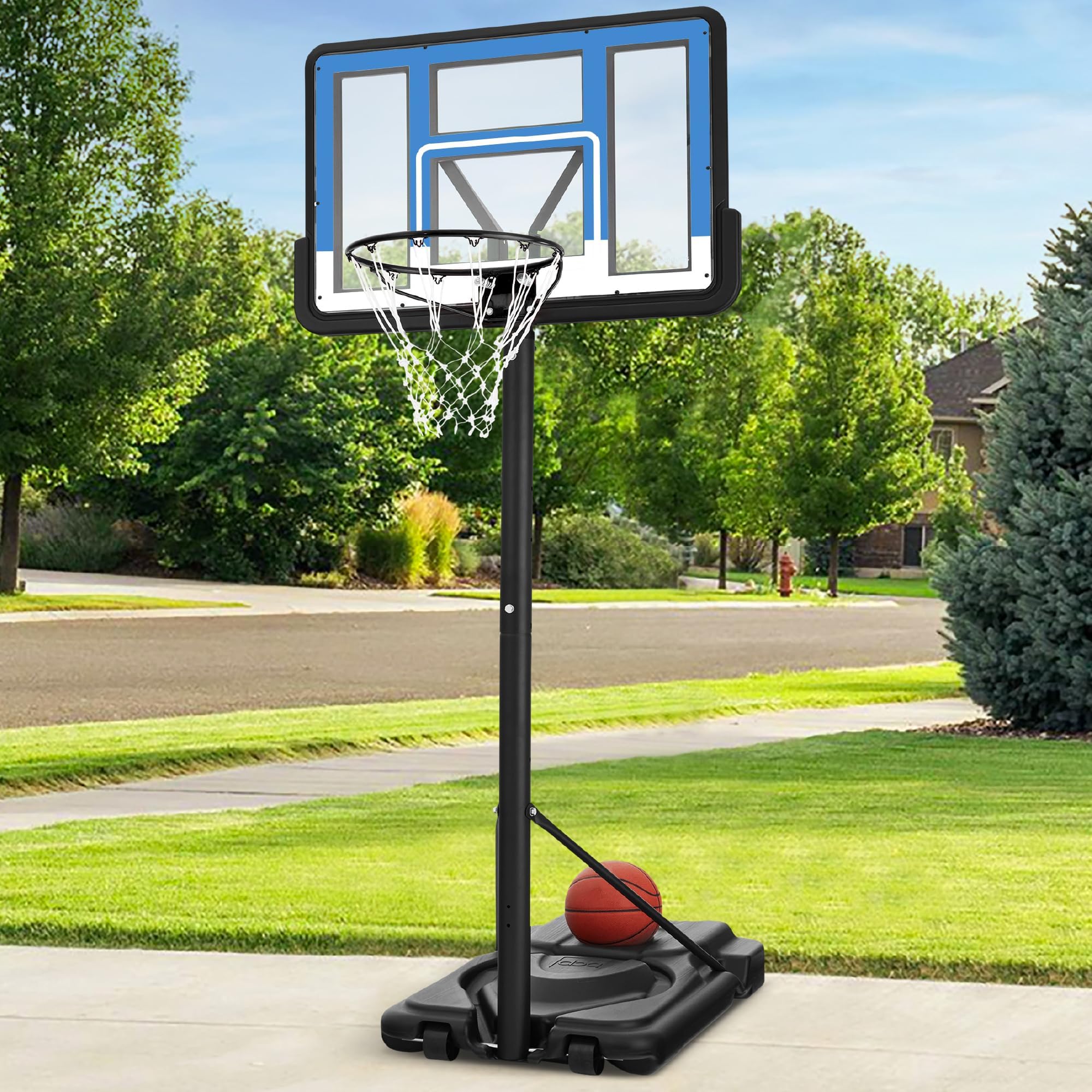 Best Choice Products 10ft Regulation Basketball Hoop, Height Adjustable Outdoor Goal w/Shock Absorbent Rim, Base Gel, 2 Wheels