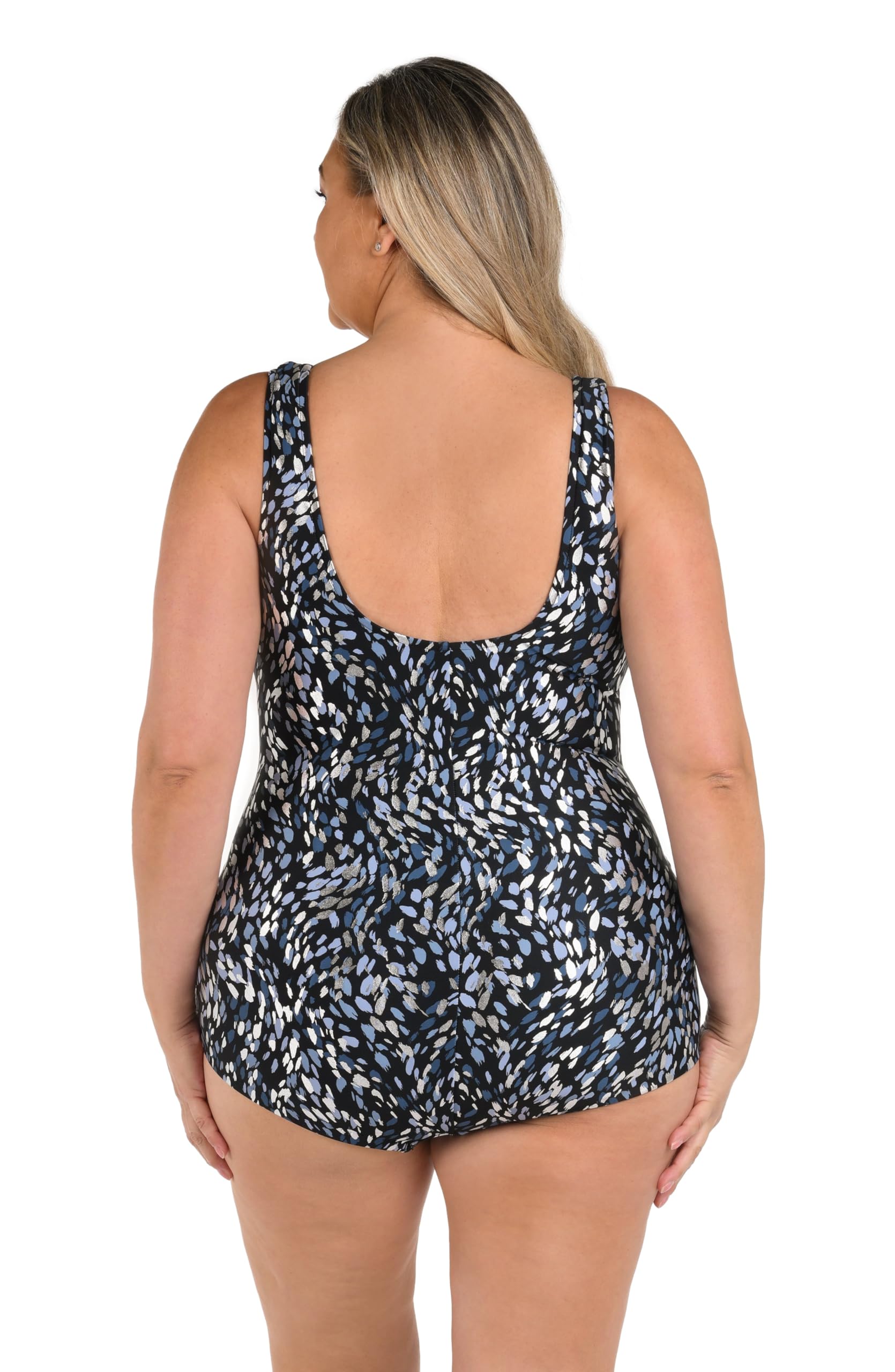 Maxine of Hollywood Damen-Badeanzug mit gerafftem Vorderbein, einteiliger Badeanzug, 16 Plus