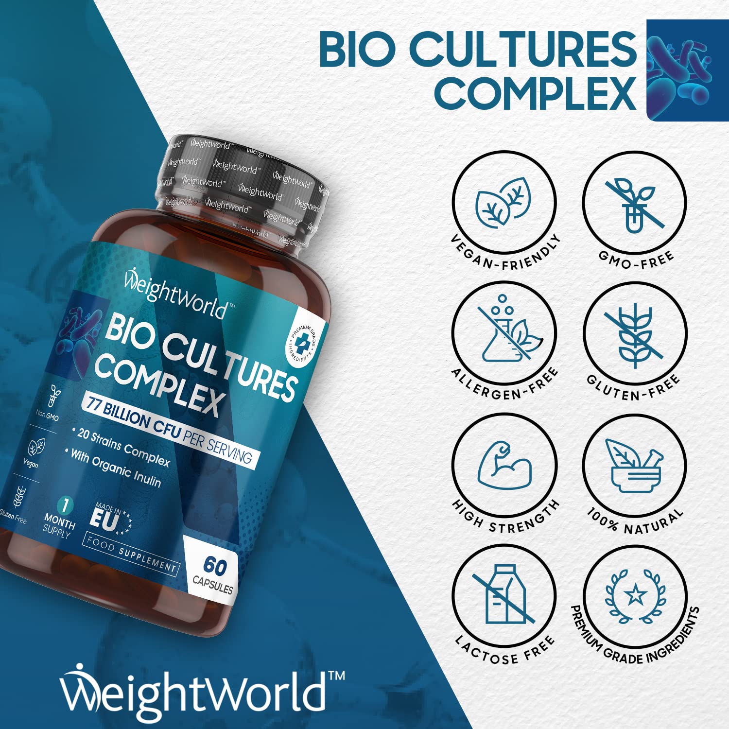 Bio Cultures Complex 77 Billion CFU 20 Live Bacterial Cultures with