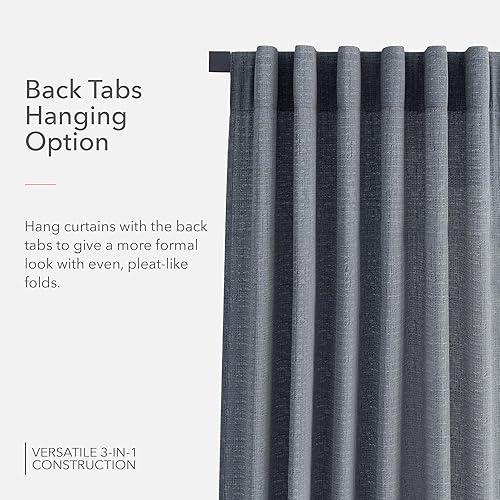 Miniatura 7 de Sunbrella Cortina extra larga con filtro de luz Taylor índigo  multi-colgar (bolsillo para barra, pestaña trasera, anillo de clip) sólido a prueba