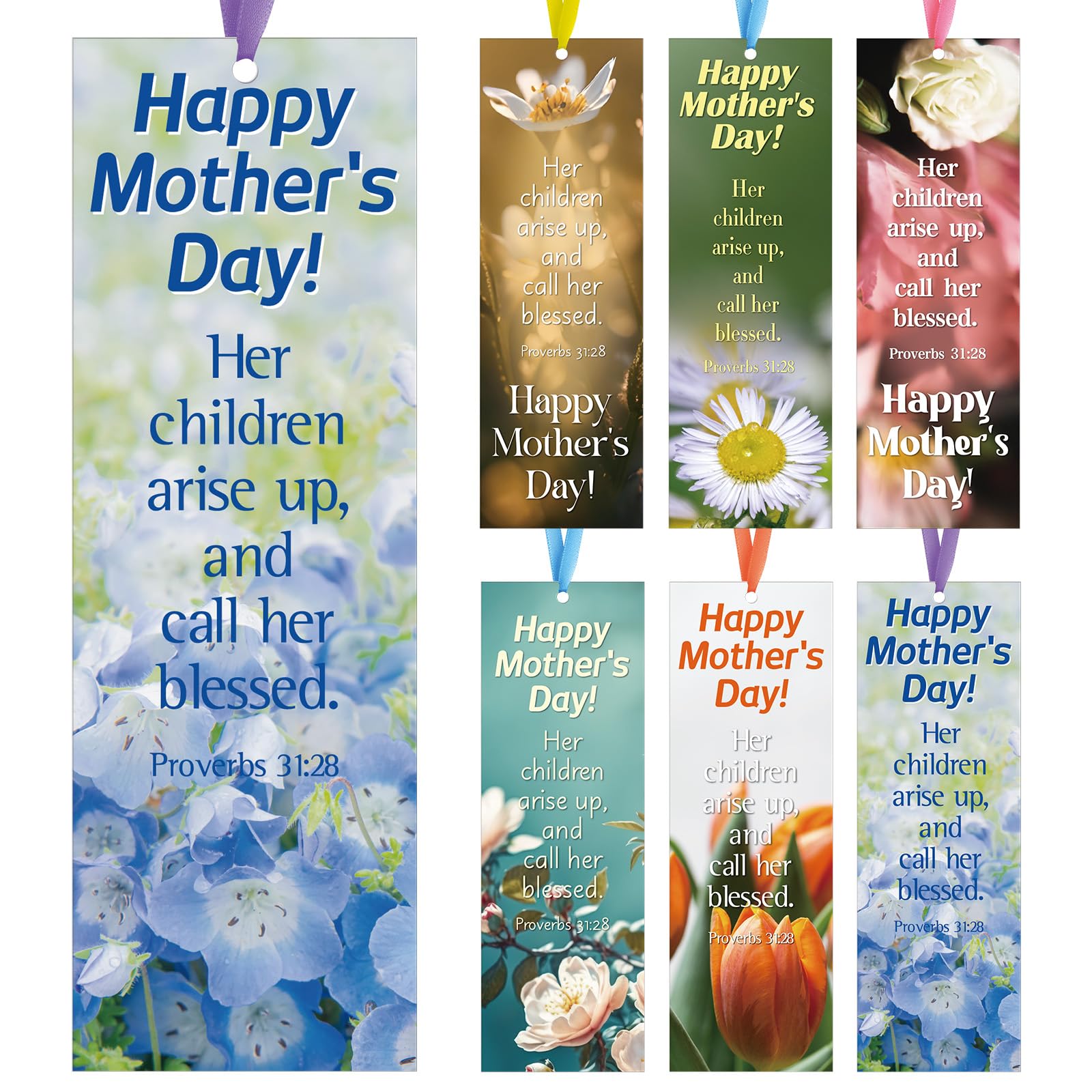 Dispowreath 60 Pcs Religious Mother's Day Bookmark Proverbs 31: 28 Mother Bookmarks VBS Exchange Gifts for Kids Adult Church School Classroom Prizes Party Favors — image 1