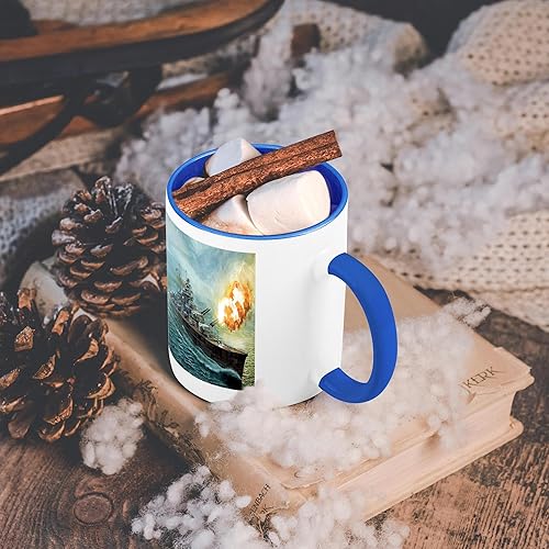 Miniatura 6 de 3dRose mug_98600_6 Painting Of Battleship Bismarkjpg - Taza de dos tonos, 11 onzas, azulblanco