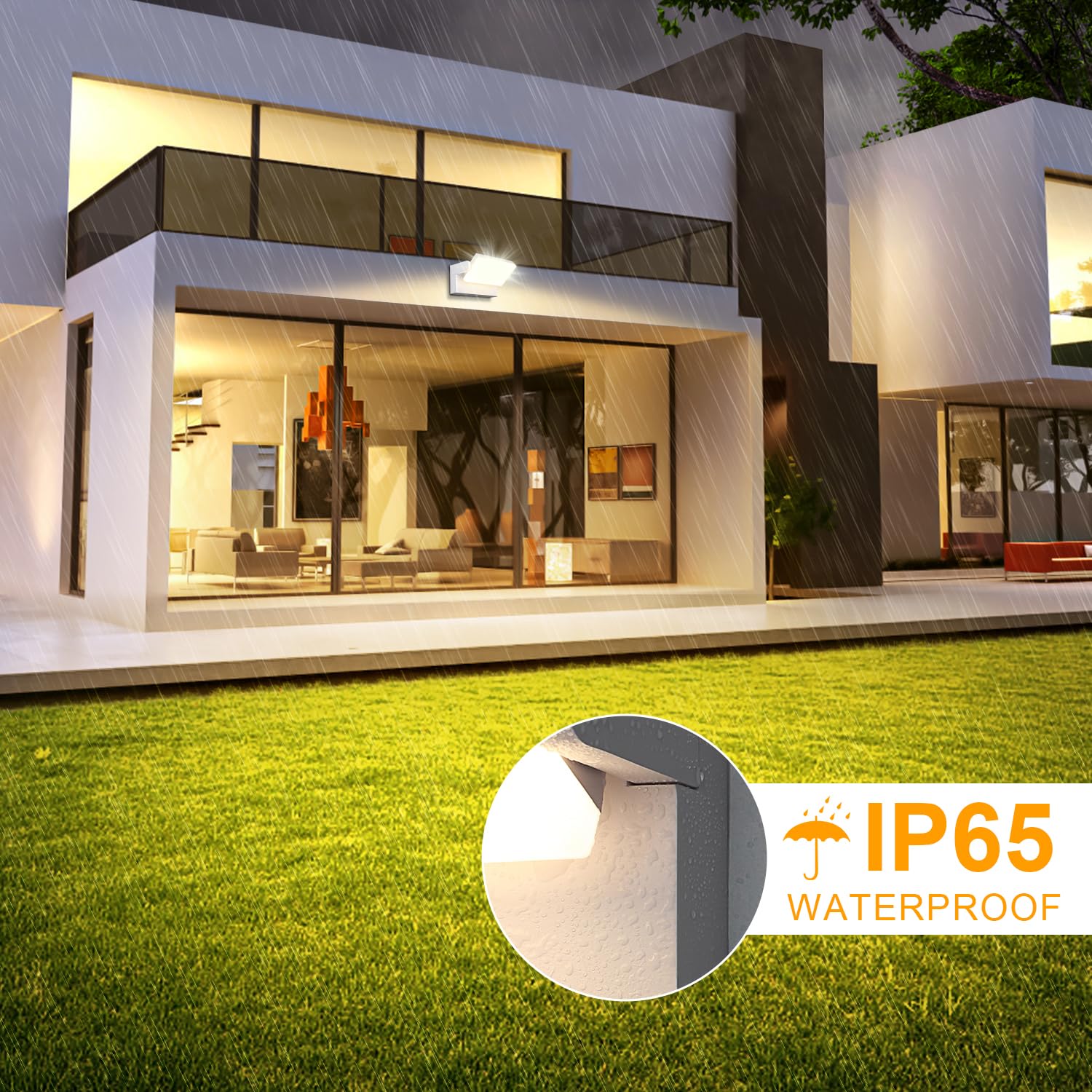 ledmo 60W Applique da Parete LED Esterno 360° Moderno Lampade da Esterno Regolabile Faretto Led da Esterno per Terrazza Ingresso Giardini, Bianco, 126 LEDs, 5000 Lumen, Bianco Caldo 3000K, IP65