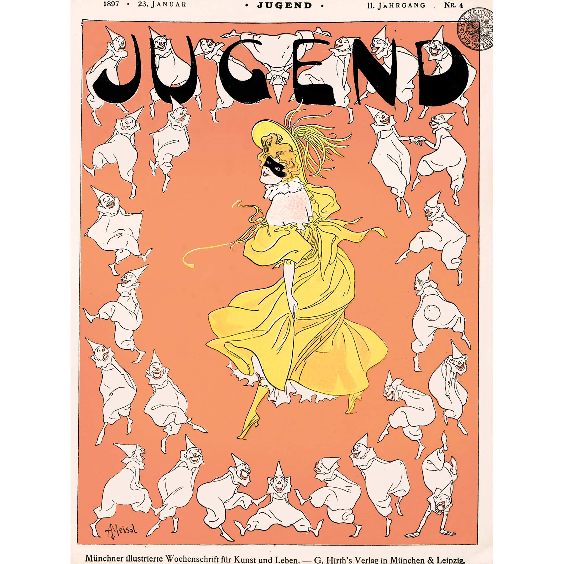 Wee Blue Coo Magazine Cover Jugend Germany Clown Dance Girl Art Canvas Print
