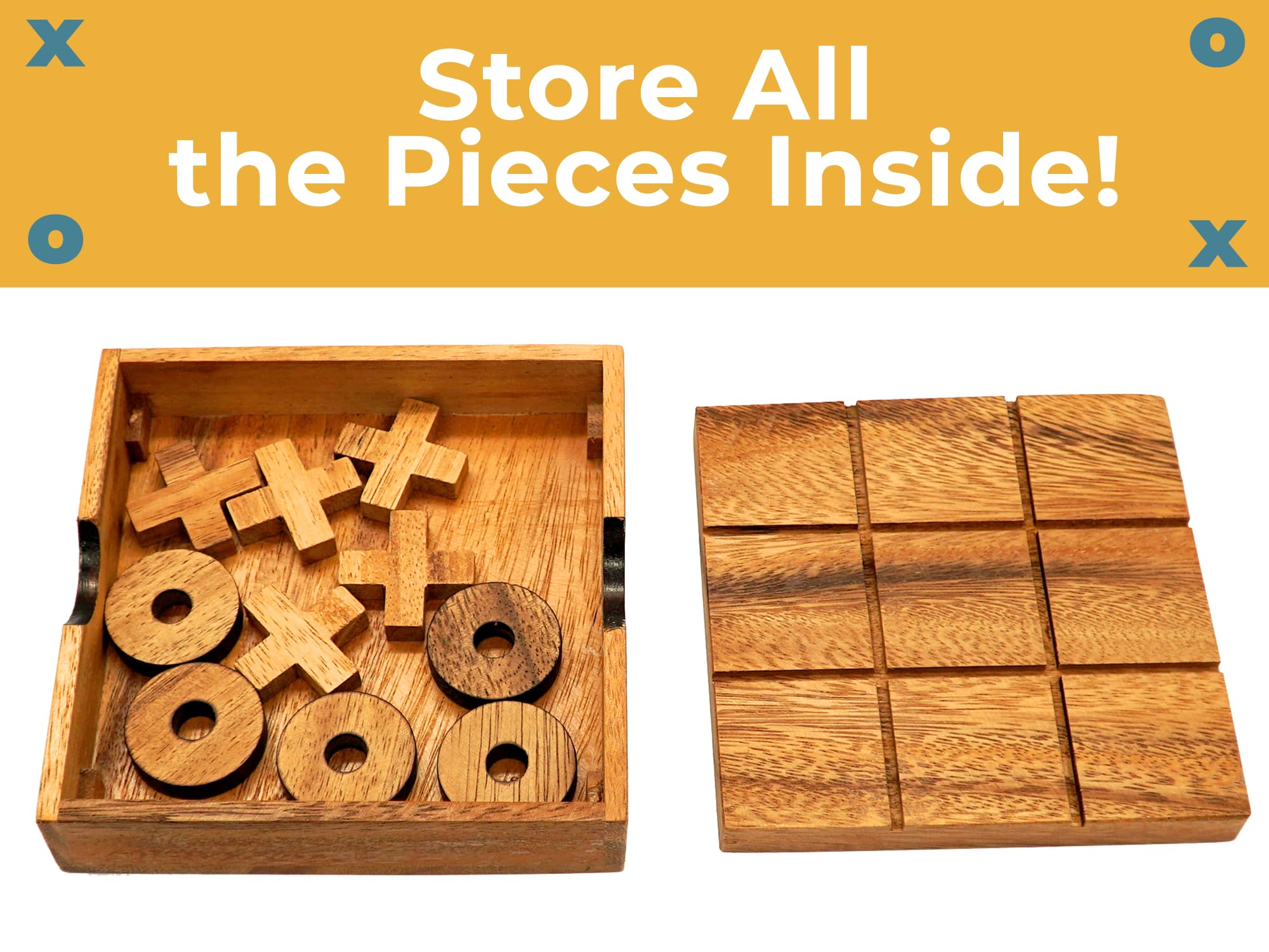BSIRI Wooden Tic Tac Toe Game Coffee Tabletop XO Blocks Ideal for Family Living Room Games Night for Adults for Desk Decor and Unique Wood Gifts for All Occasions 5.5 Inch — Amazon image 9