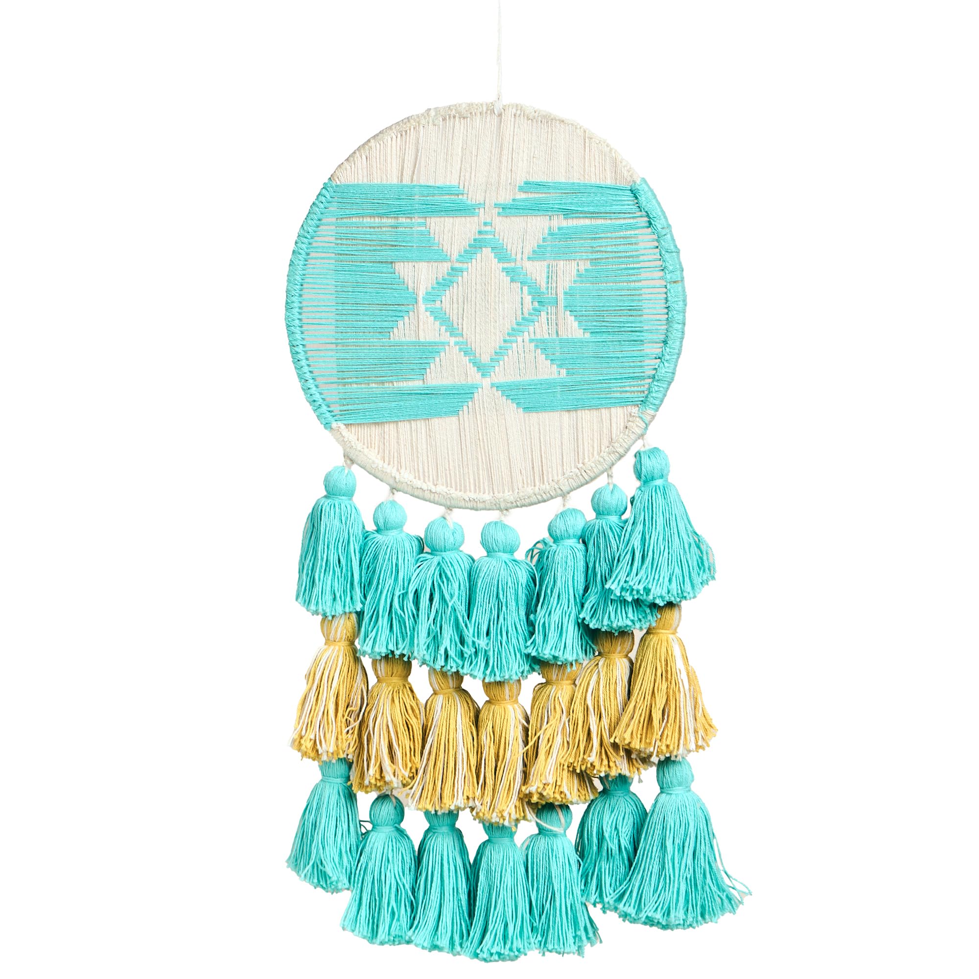 Chumbak Kilim Dream Catcher - Multicoloured, Summer Serenade, Home Decor Wall Hanging Bedroom Best for Gifts and Decoration (Multi-Coloured), Wall Art for Bedrooms, Home Wall, Hanging Design-image-3