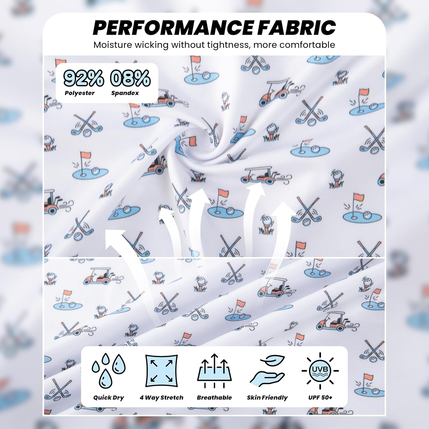 Boys Polo Shirt Short Sleeve Performance Dry Fit Stretch Funny Print Active Casual Collared Golf Shirts for Boy - Image 6