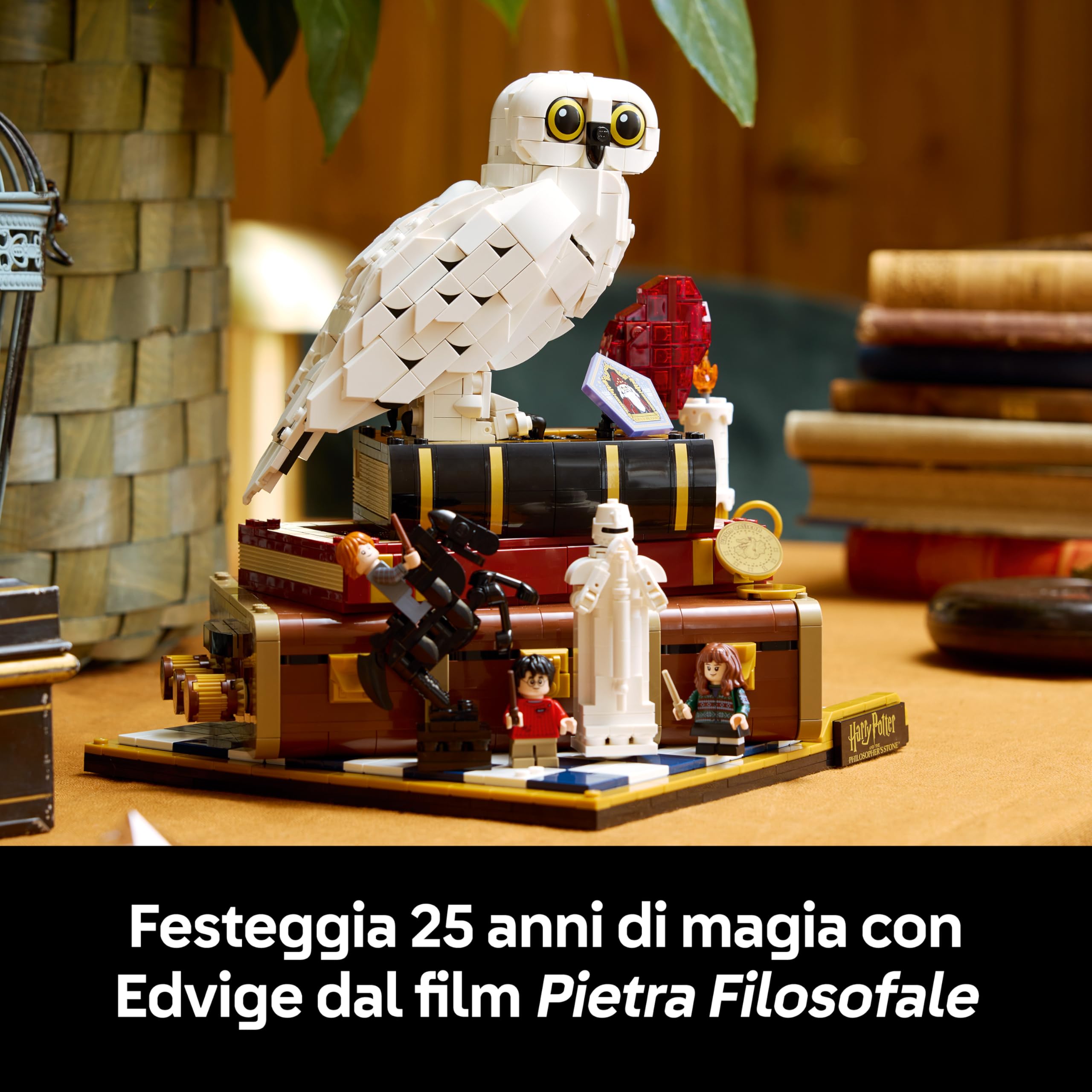 LEGO Harry Potter Pietra Filosofale – Edizione del Collezionista - Modellino Fai da Te - Decorazione per la Camera da Letto con Scene del Film, Edvige e 3 Minifigure - Regalo per Fan e Adulti - 76466