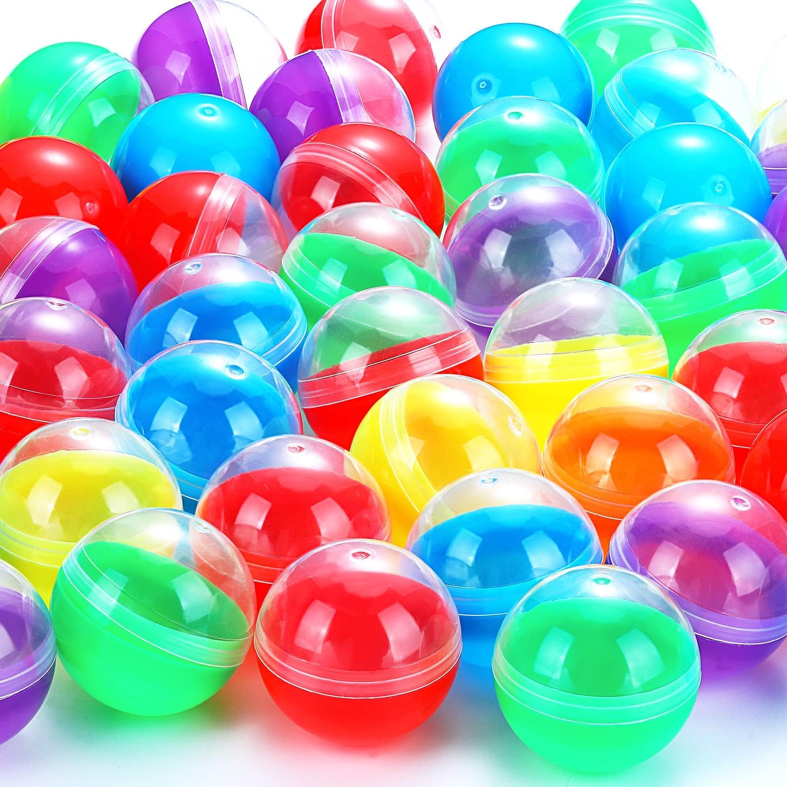 TERRIFI 150 Pcs Gumball Vending Machine Capsules - Empty Clear Colored Round Containers, Random Colors Plastic Containers Toy for Candy Party Favor Prizes & Party Favors (1.3 Inch)