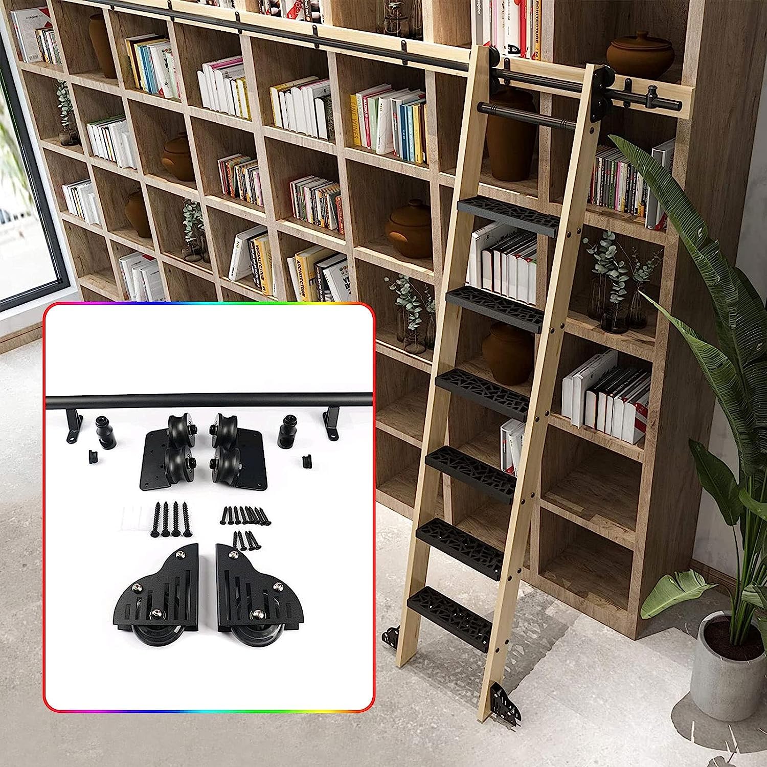Kit rail de bibliothèque d'échelle coulissante de 3,3 à 20 pieds