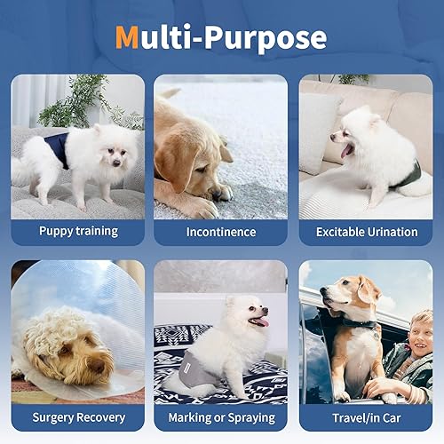 Miniatura 2 de Bandas para el Vientre para Pañales de Perros Machos (Paquete de 5), Premium Lavables Reutilizables Envolturas Medianas para el Vientre de Perros a