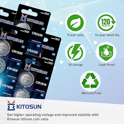 Miniatura 6 de KITOSUN CR1616 - Batería de moneda de litio de 3 V - 3 voltios CR 1616 baterías de botón de batería de repuesto para llavero de automóvil control