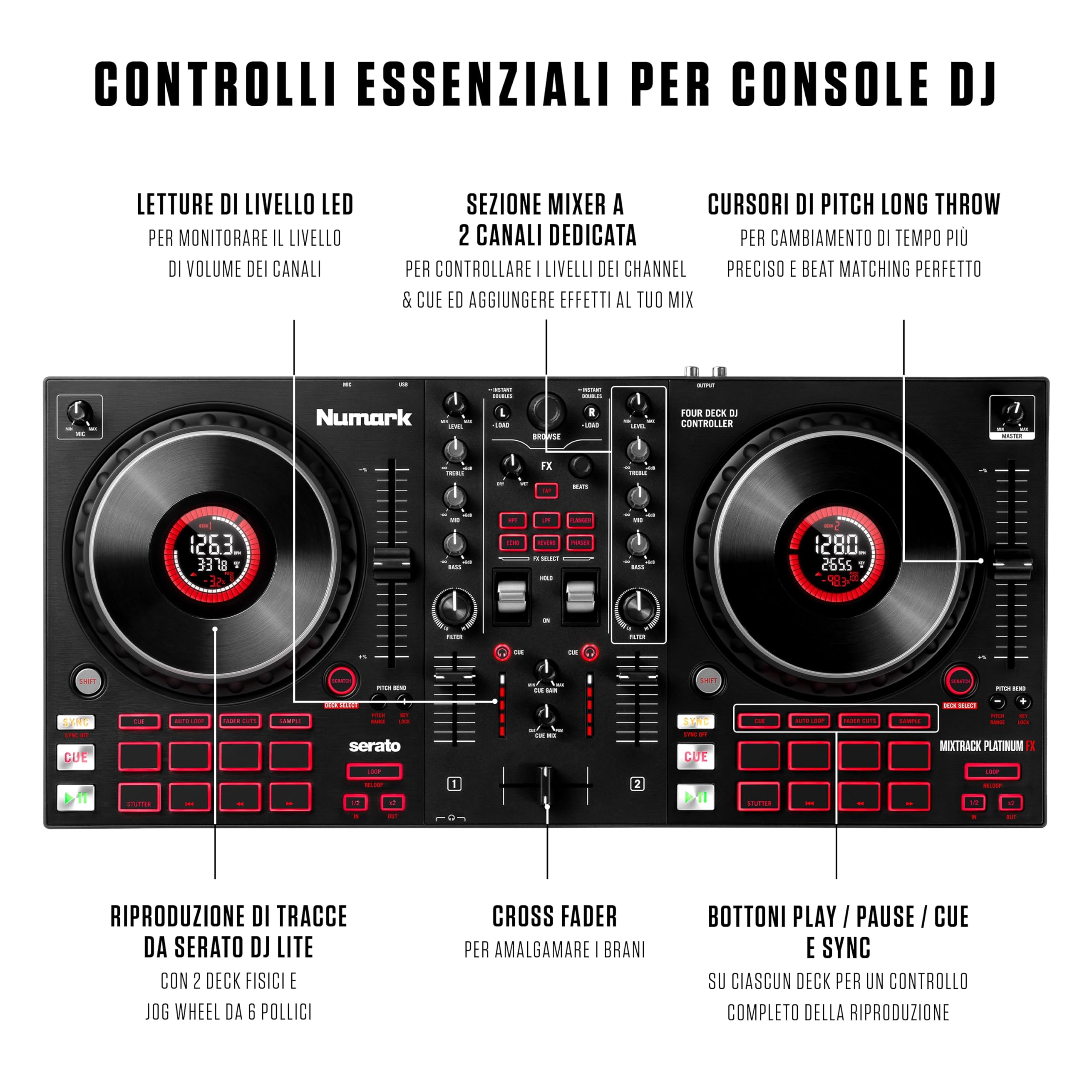 Numark Mixtrack Platinum FX Console DJ dla Serato DJ 4 Decks