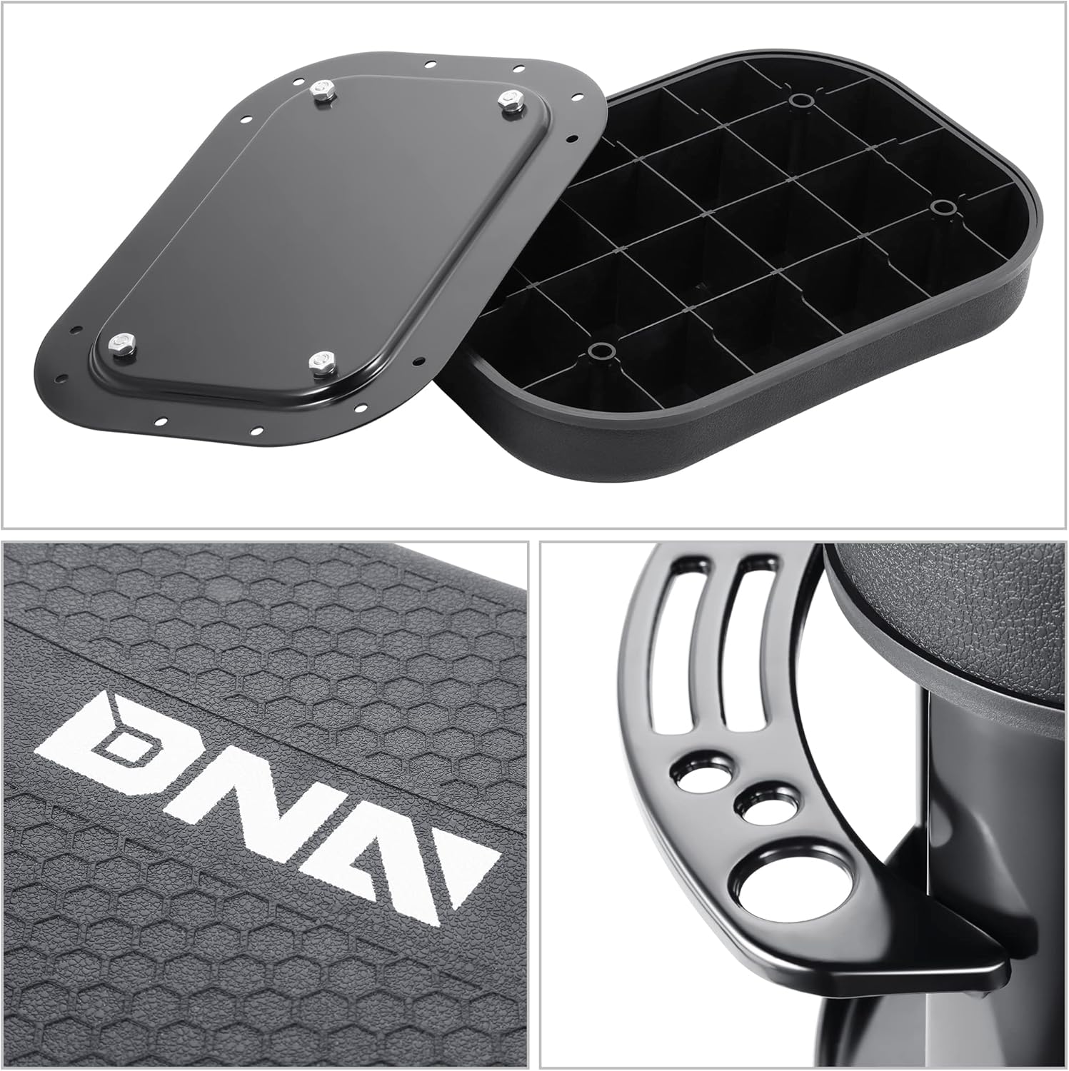 DNA Motoring TOOLS-00252 Removable Rolling Garage Stool with Seat Cushion & Tool Tray Plate,300lbs Max Weight Capacity