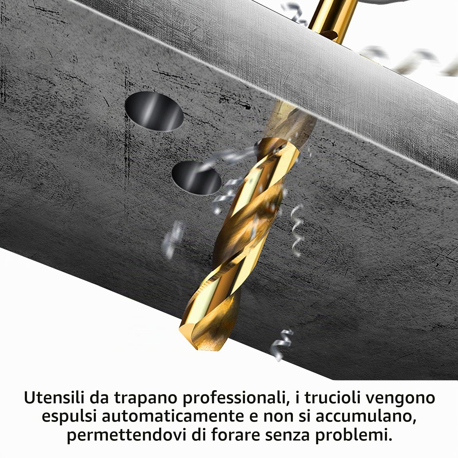 UISEBRT Set di punte per trapano in metallo, 170 pezzi - Set professionale di punte per metallo Titanio, set di punte per pietra, trapano manuale, punta elicoidale da 1-10 mm per legno, metallo e