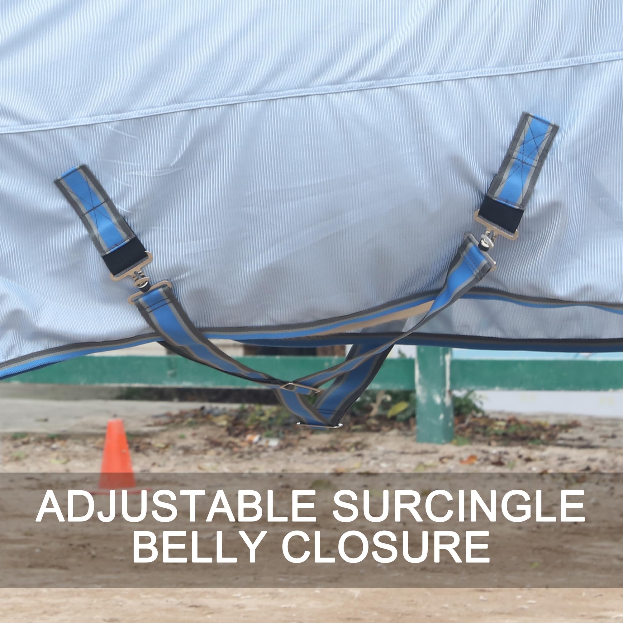 Leberna Tapis anti-mouches pour cheval – Drap en maille confortable avec protection avancée contre les UV et les insectes, tapis d'été léger pour équin (bleu clair, 1,8 m)