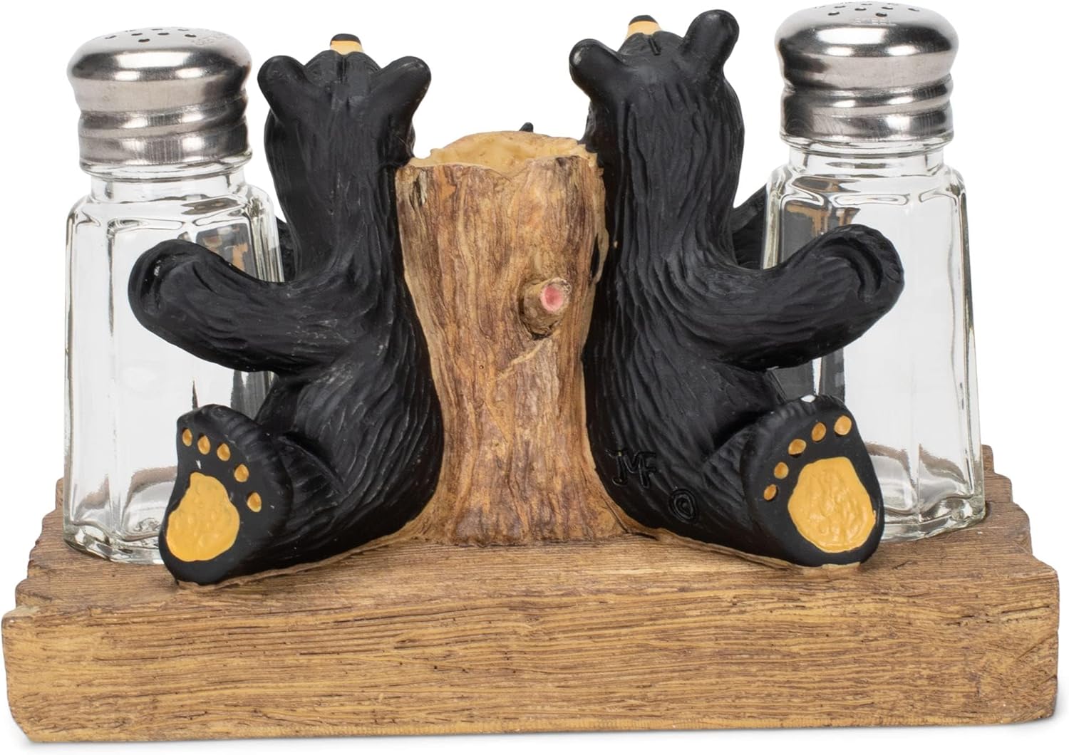Demdaco Black Bear Friends Resin Salt and Pepper Shakers and Toothpick Holder