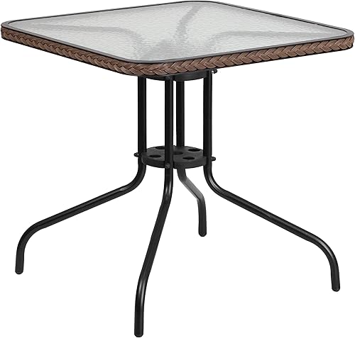 Miniatura 8 de Flash Furniture Lila - Juego de mesa cuadrada y sillas de patio de 3 piezas de 28 pulgadas para interiores/exteriores, mesa bistró de metal y vidrio