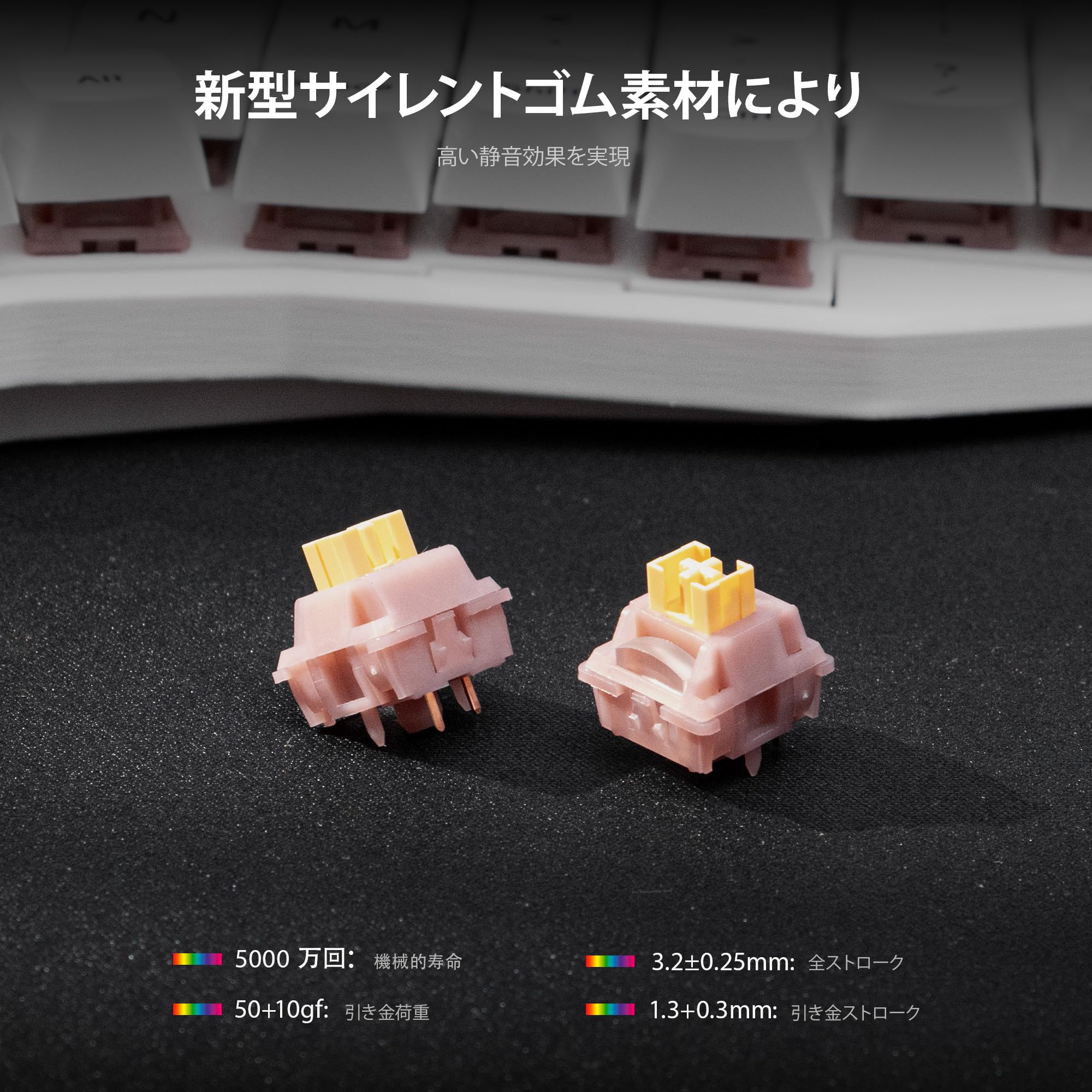 Amazon | YIVU Sofle ホワイト ワイヤレス 分割キーボード 左右分離