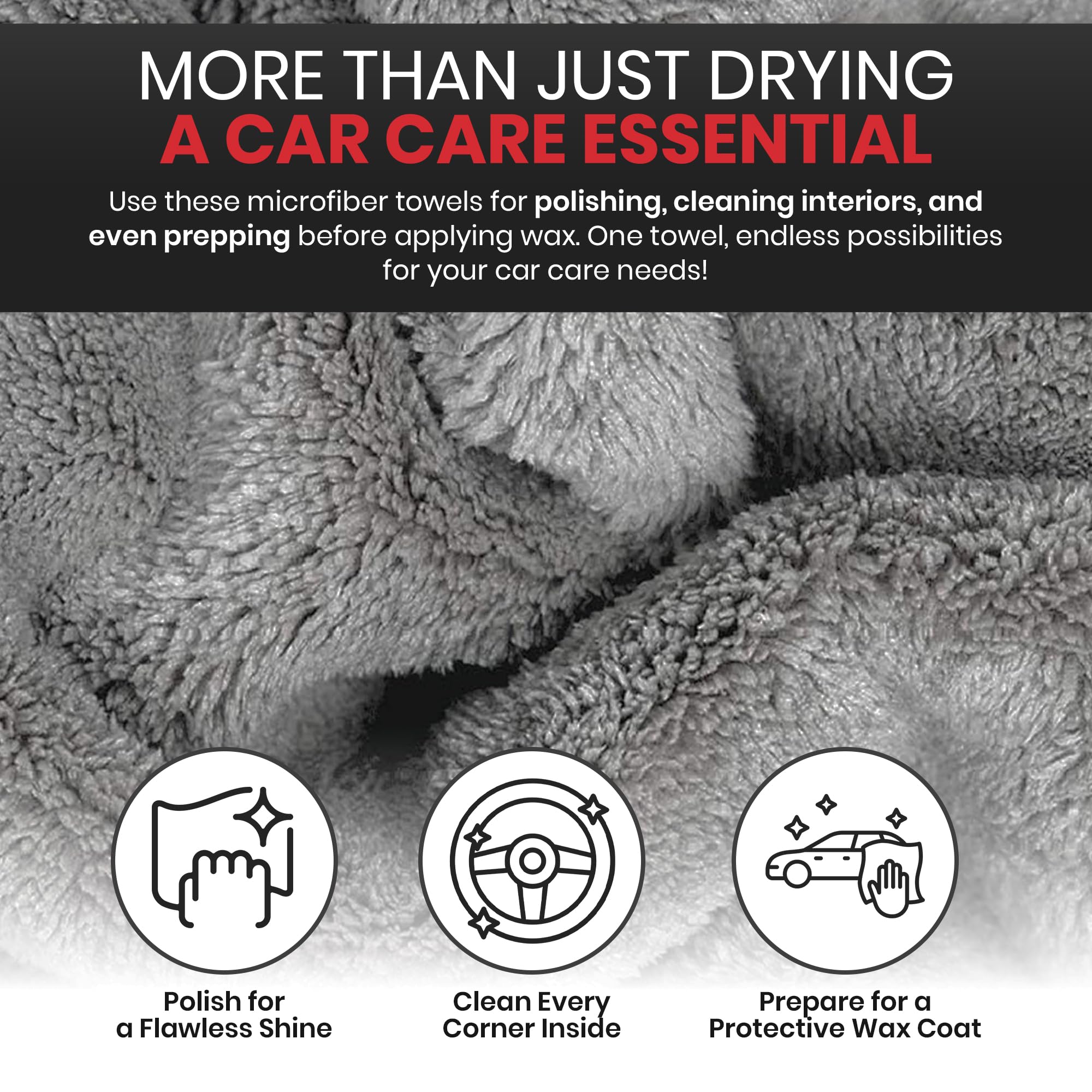 Platinum Microfiber Towels for Cars Extra Large Towel Set of 2 Drying Towels with Maximum Absorbency Scratch Free — view 7