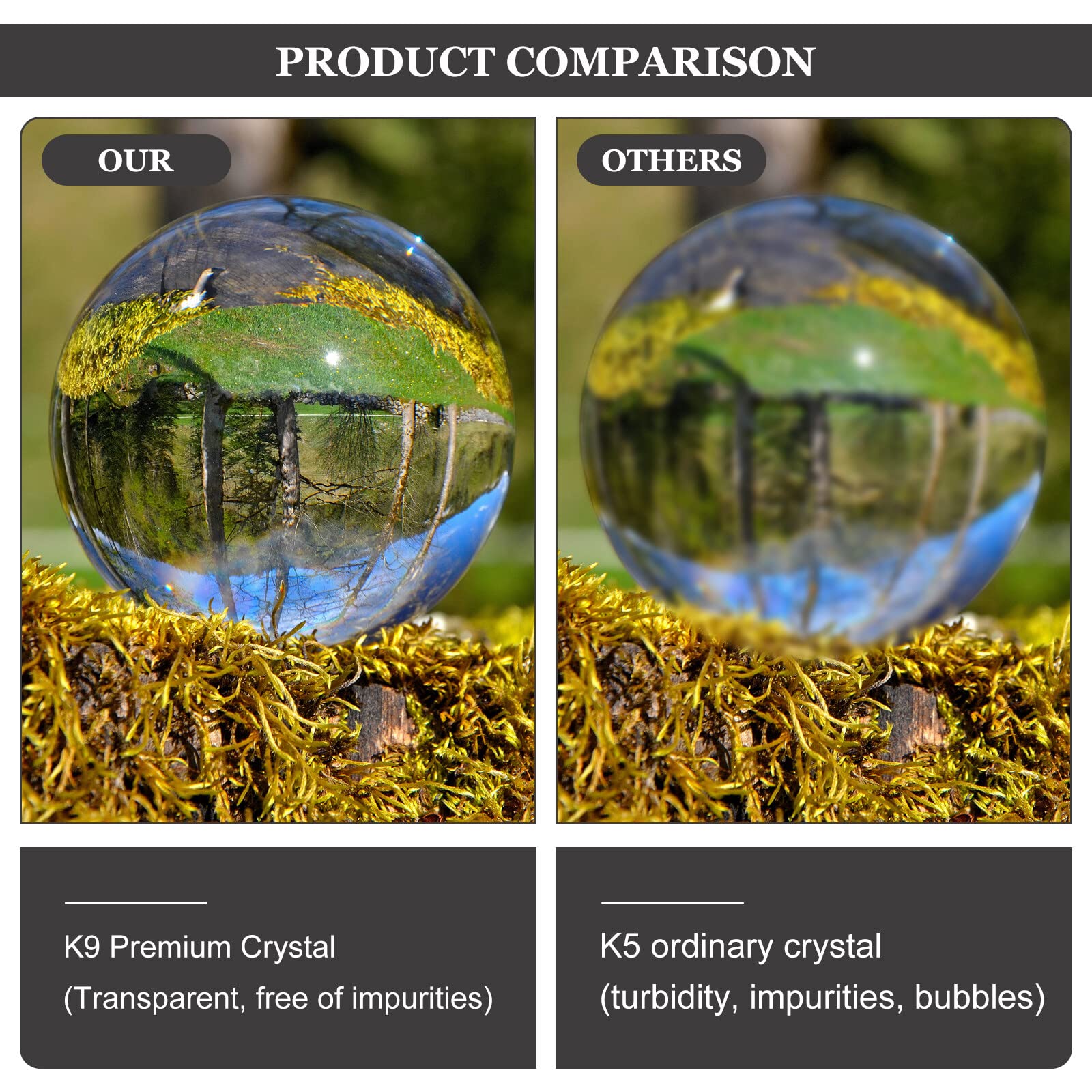 Bola de cristal K9 80 mm transparente para adivino fotógrafo