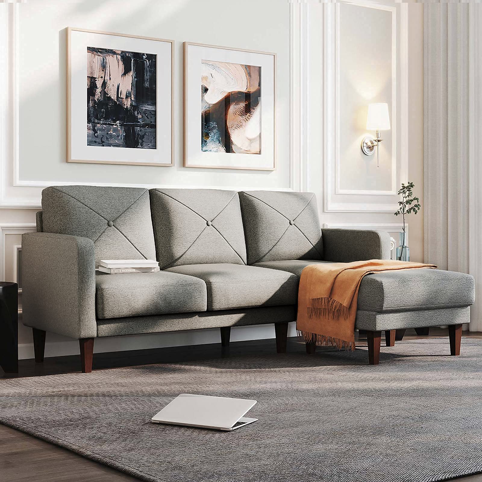 Buy Belffin Corner Sofa 3 Seater Sectional Sofa with Chaise Lounge L