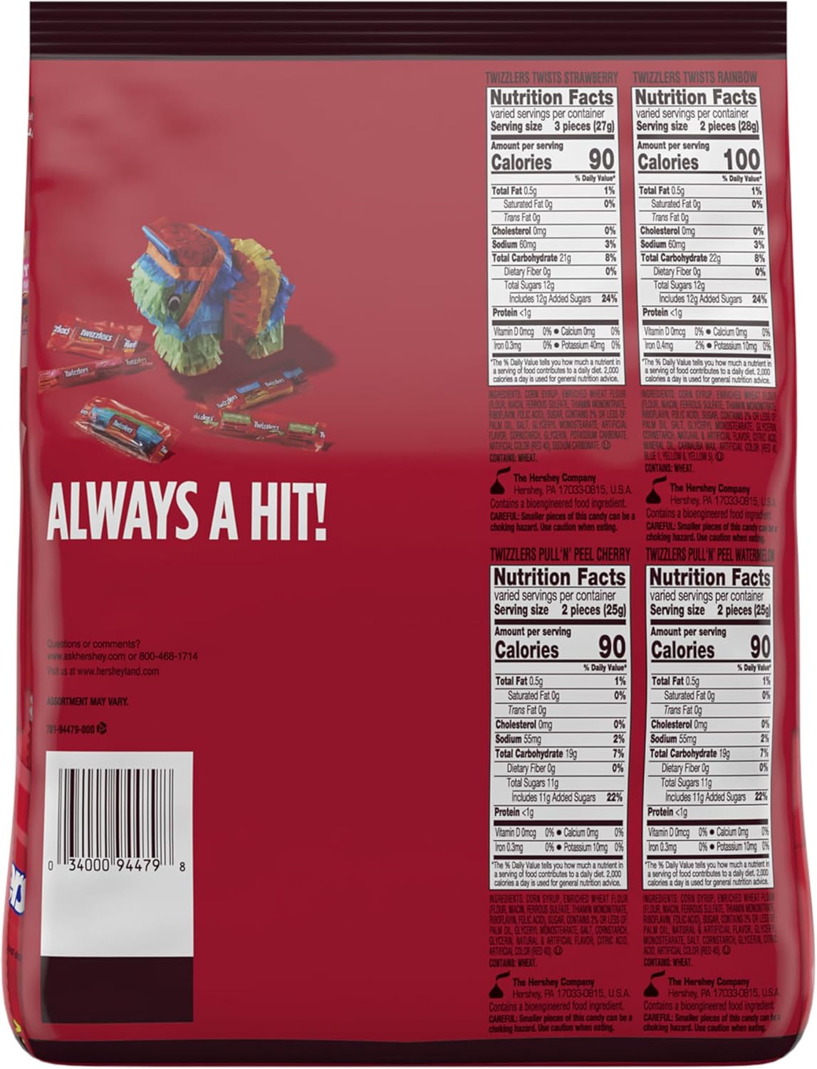 TWIZZLERS Assorted Flavored Licorice Style, Candy Bulk Party Pa