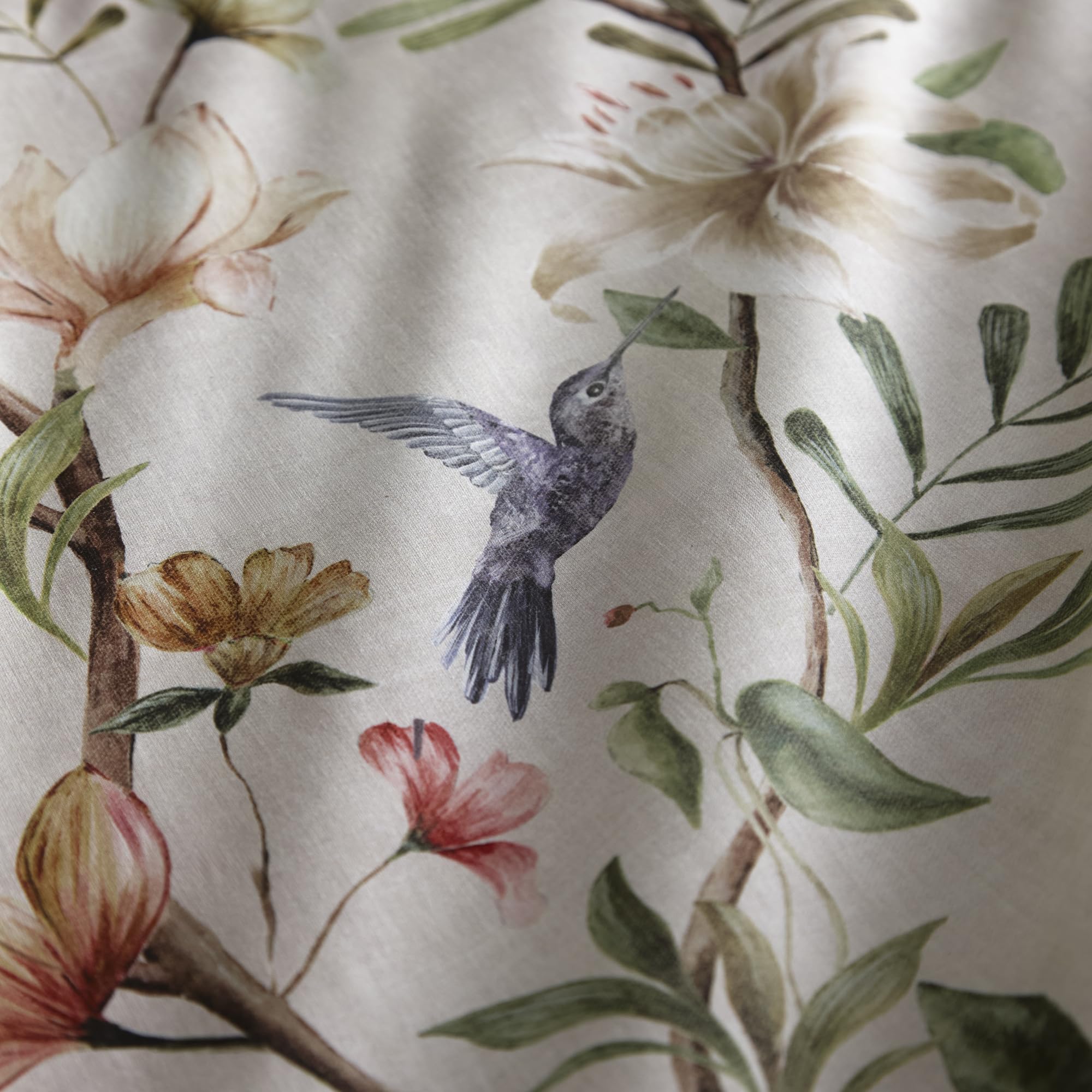 Appletree, Sage Green Floral & Humming Birds Duvet Cover, Super King Bedding Size (260 x 220cm), 200 Thread Count - Image 3