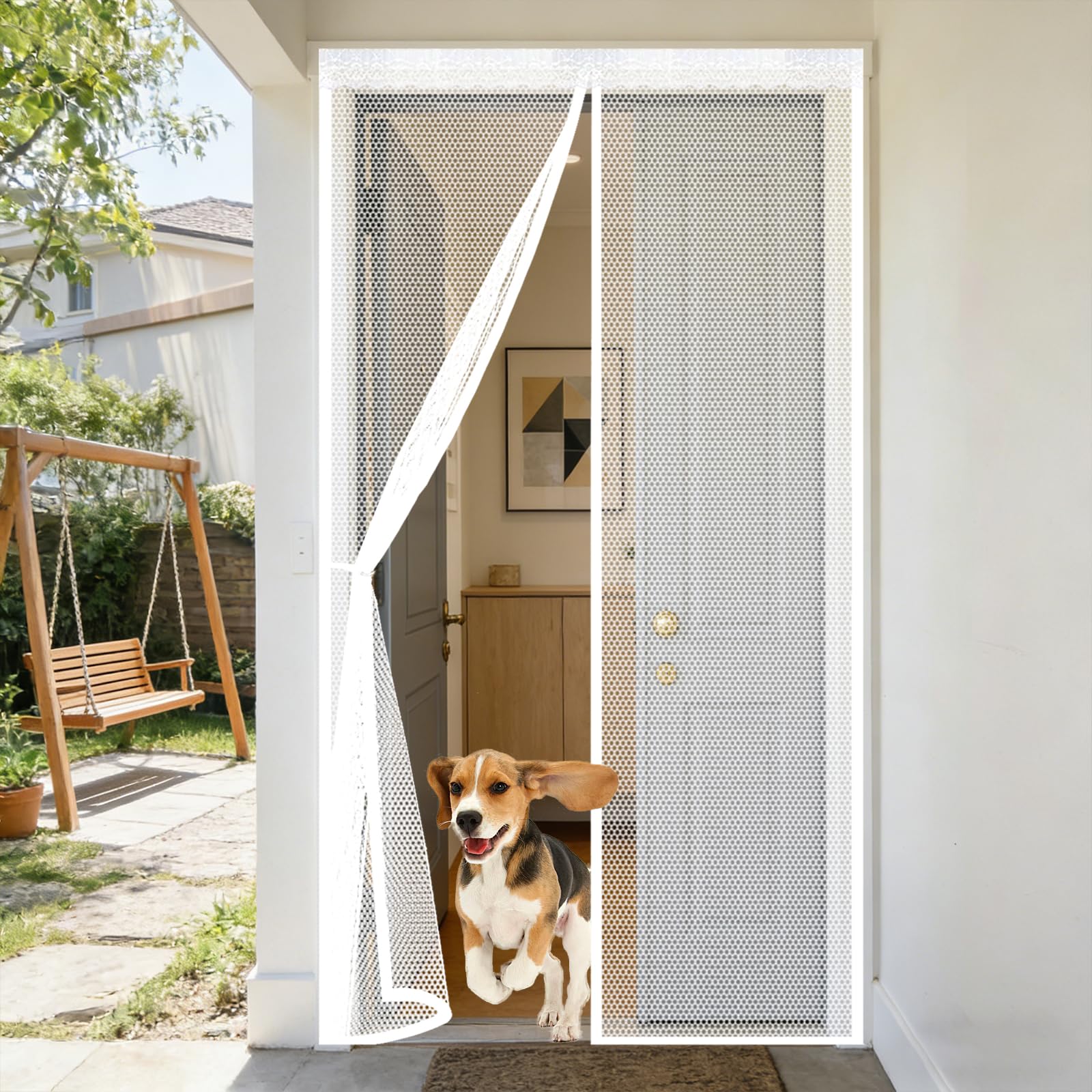 Moustiquaire pour porte-fenêtre blanche à fermeture magnétique