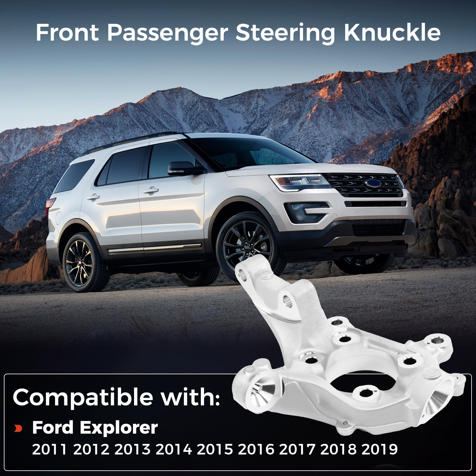 Nudillo de dirección lateral izquierdo para Ford Explorer 2011-2019 y Police Interceptor Utility 2013-2019 - Portador de eje delantero izquierdo, reemplaza MEF-23 BB5Z-3K186-A / BB5Z3K186A